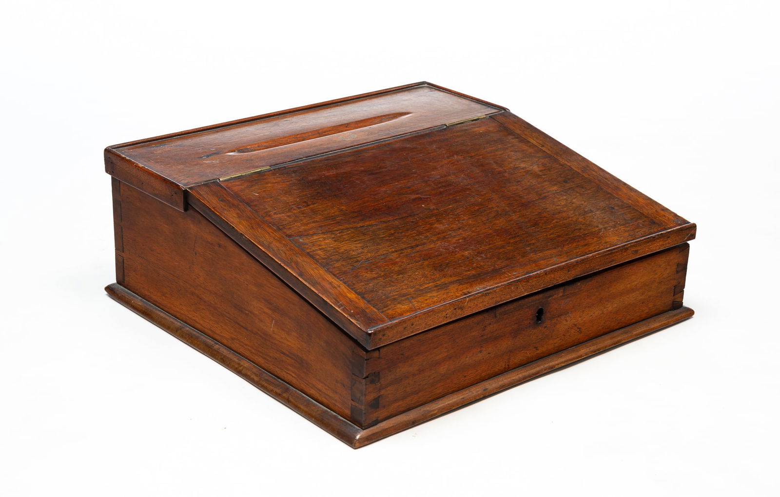 ENGLISH MAHOGANY COUNTERTOP CLERK'S DESK. 7.75"h. 20.5"w. 19.5"d. (1 of 5)