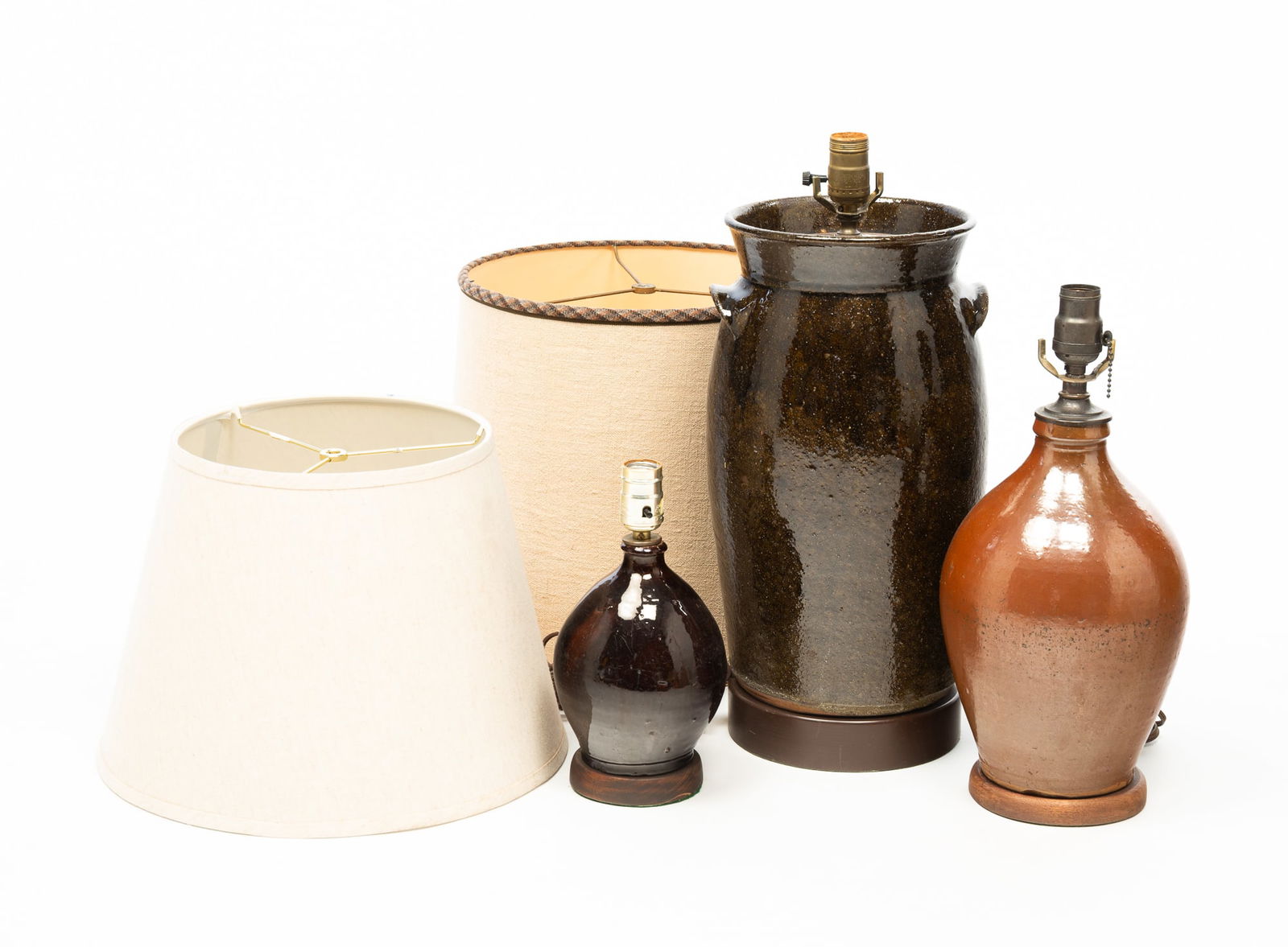 THREE AMERICAN STONEWARE LAMPS. - 2
