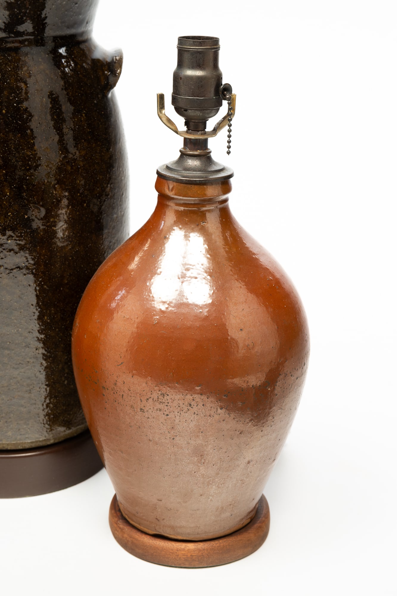 THREE AMERICAN STONEWARE LAMPS. - 4