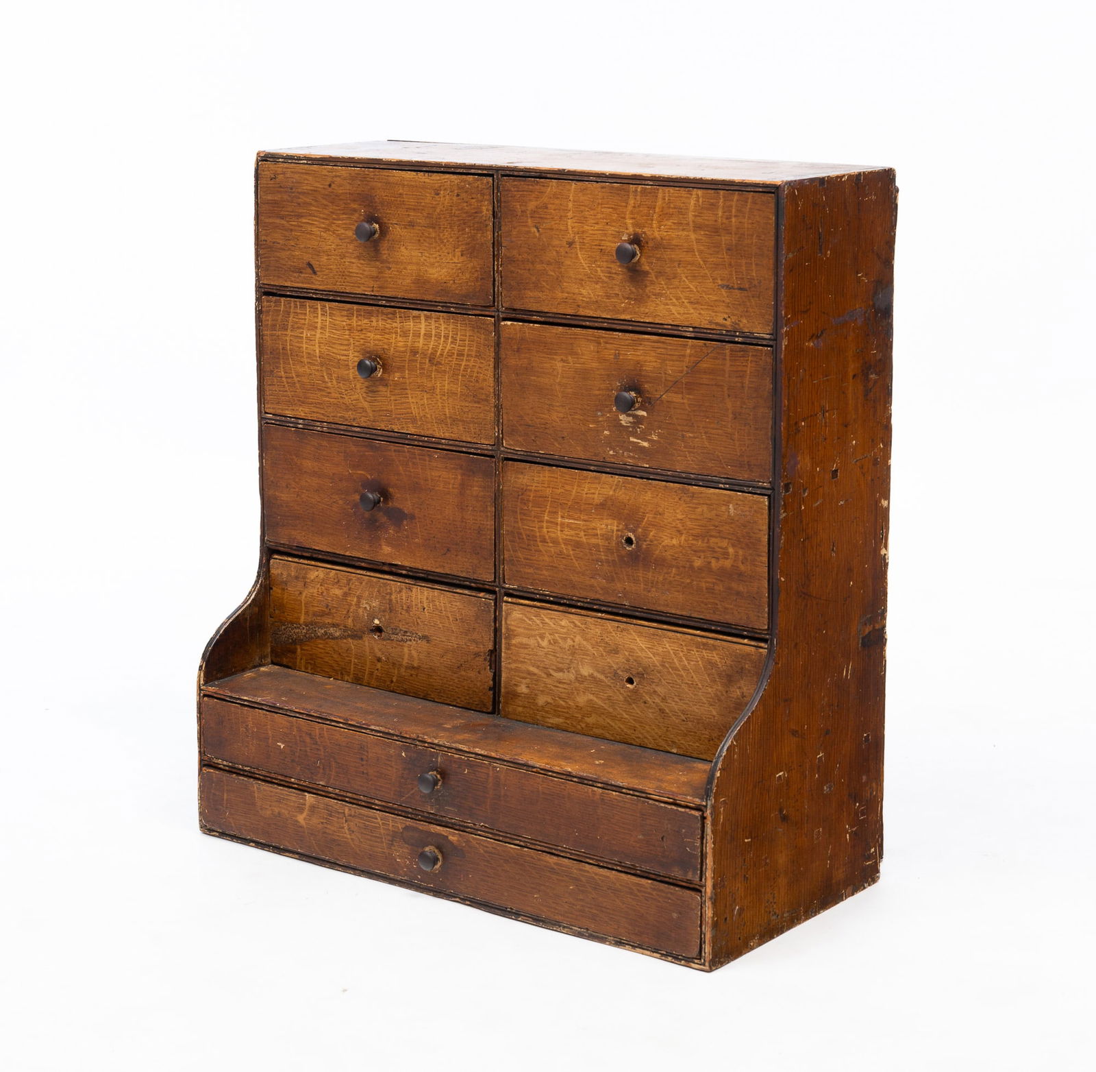 ENGLISH GRAIN-PAINTED PINE CASE OF TEN DRAWERS. 22"h. 20"w. 9.5"d. (1 of 5)