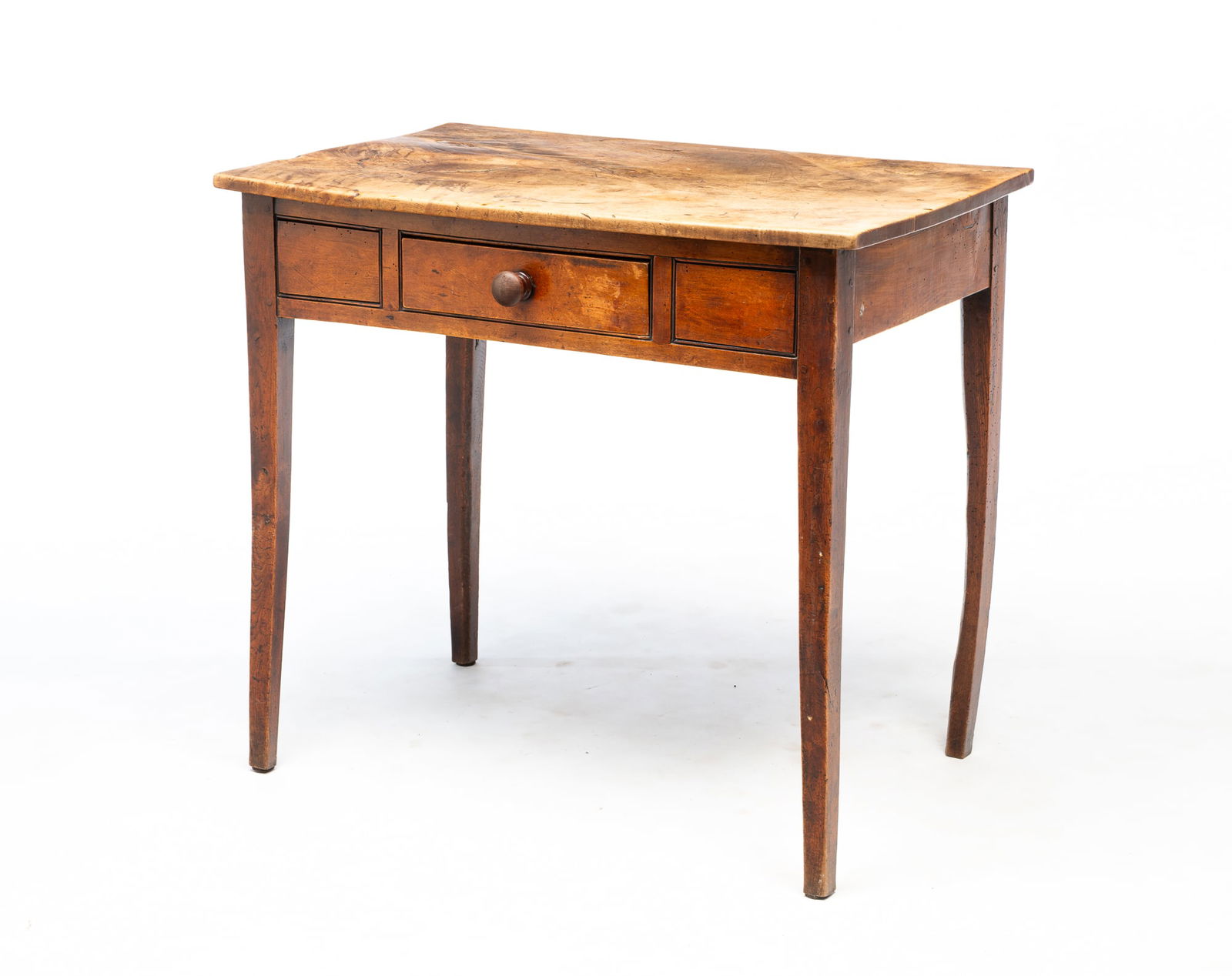 GEORGE III YEW WOOD WORK TABLE. 27"h. 30.5"w. 18.5"d. (1 of 4)