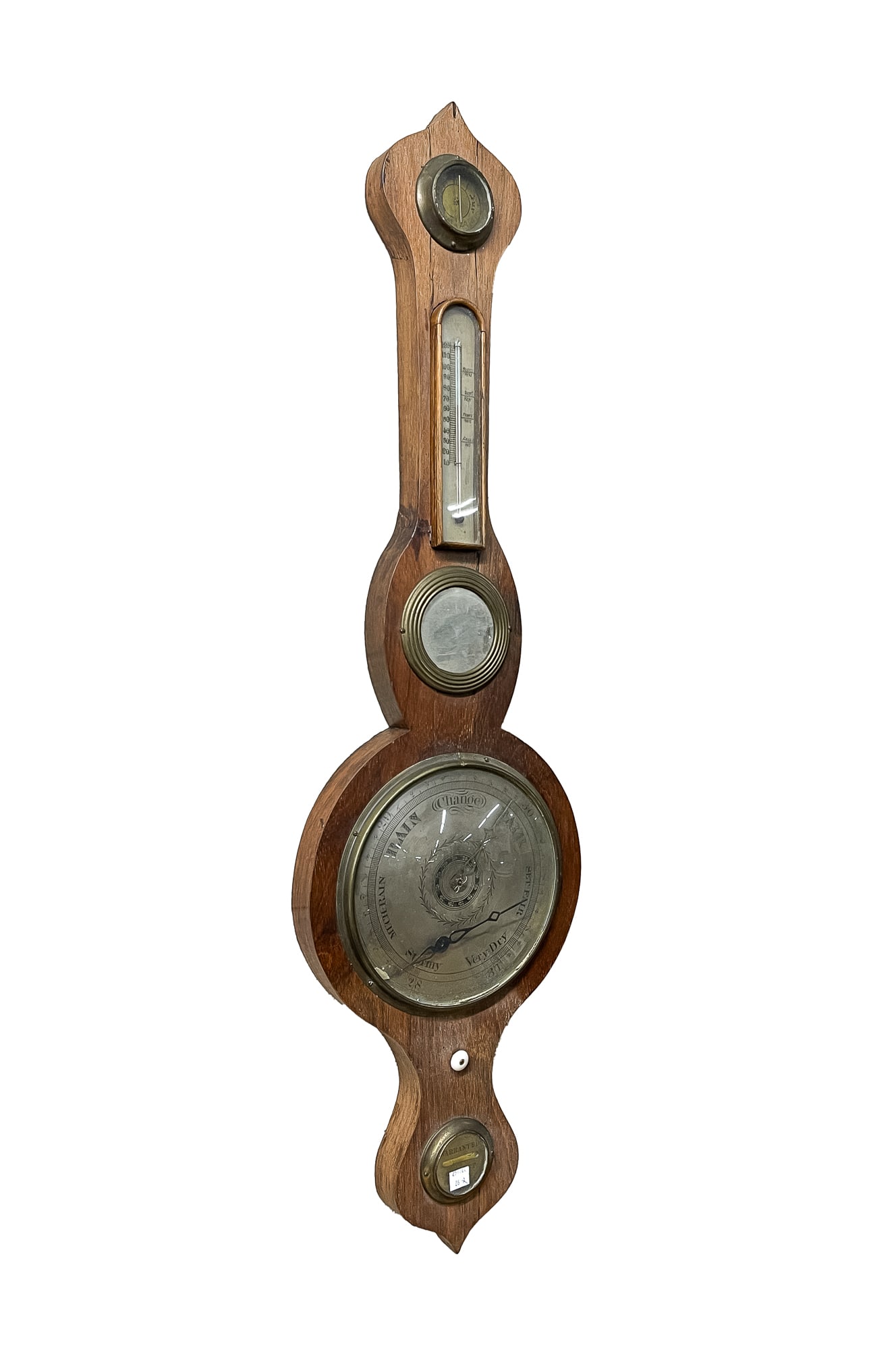 ENGLISH MAHOGANY OPEN-TUBE BAROMETER. 37"h. 10.5"w. (1 of 7)