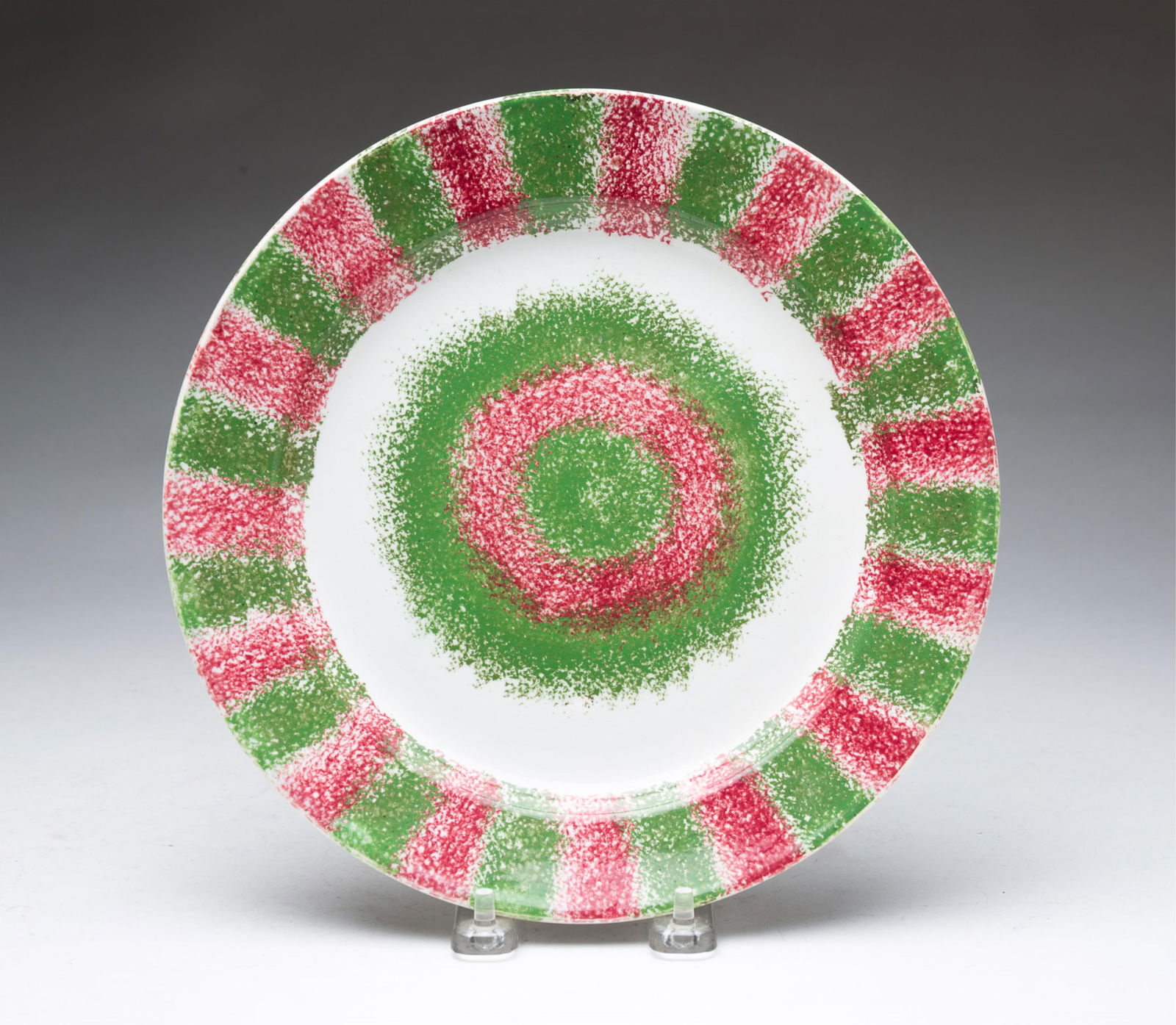 ENGLISH IRONSTONE SPATTERWARE PLATE. 9.5"d. (1 of 3)