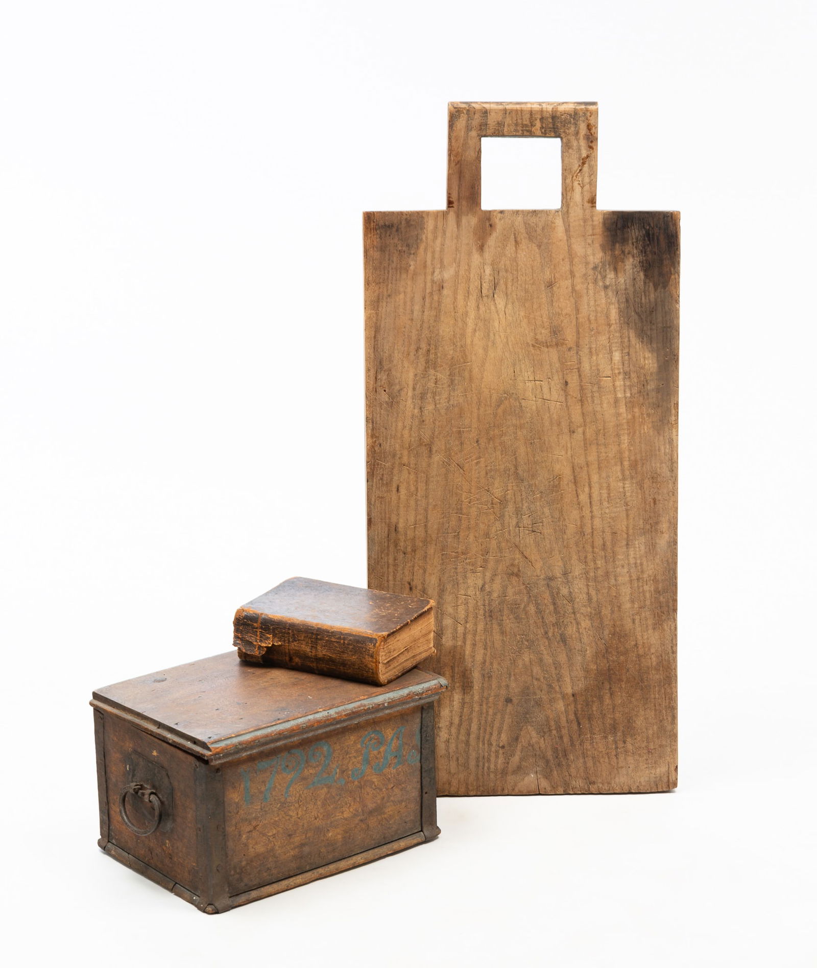 EUROPEAN ECLECTIC GROUP. Board, 32.5"h. 14.5"w. Box, 8.25"h. 13.25"w. 9.75"d. (1 of 10)