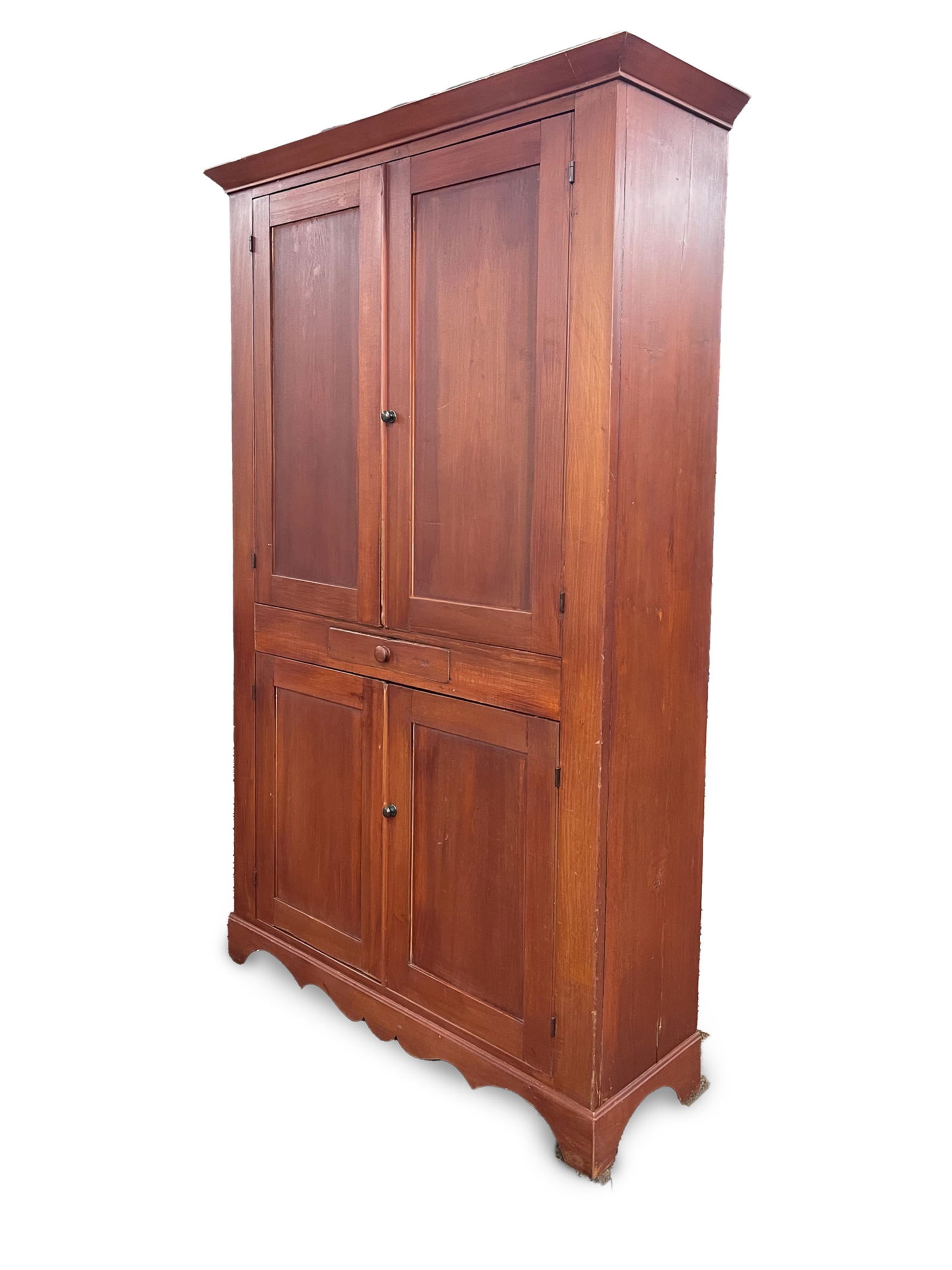 AMERICAN RED-WASHED POPLAR FLATWALL CUPBOARD. 82.75"h. 51"w. 16.75"d. (1 of 6)