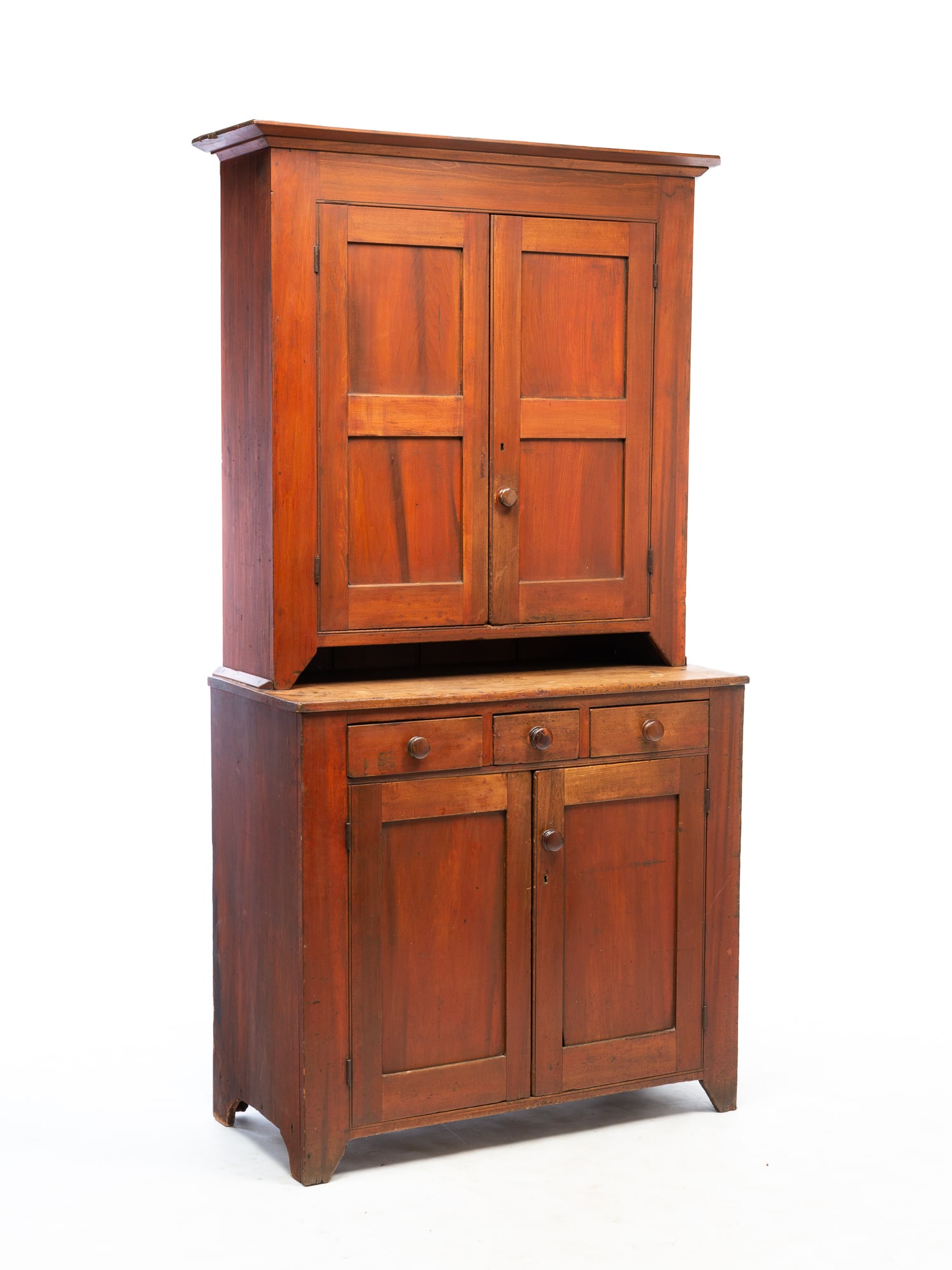 AMERICAN RED-WASHED POPLAR STEPBACK CUPBOARD. 83"h. 45"w. 19.5"l. (1 of 6)
