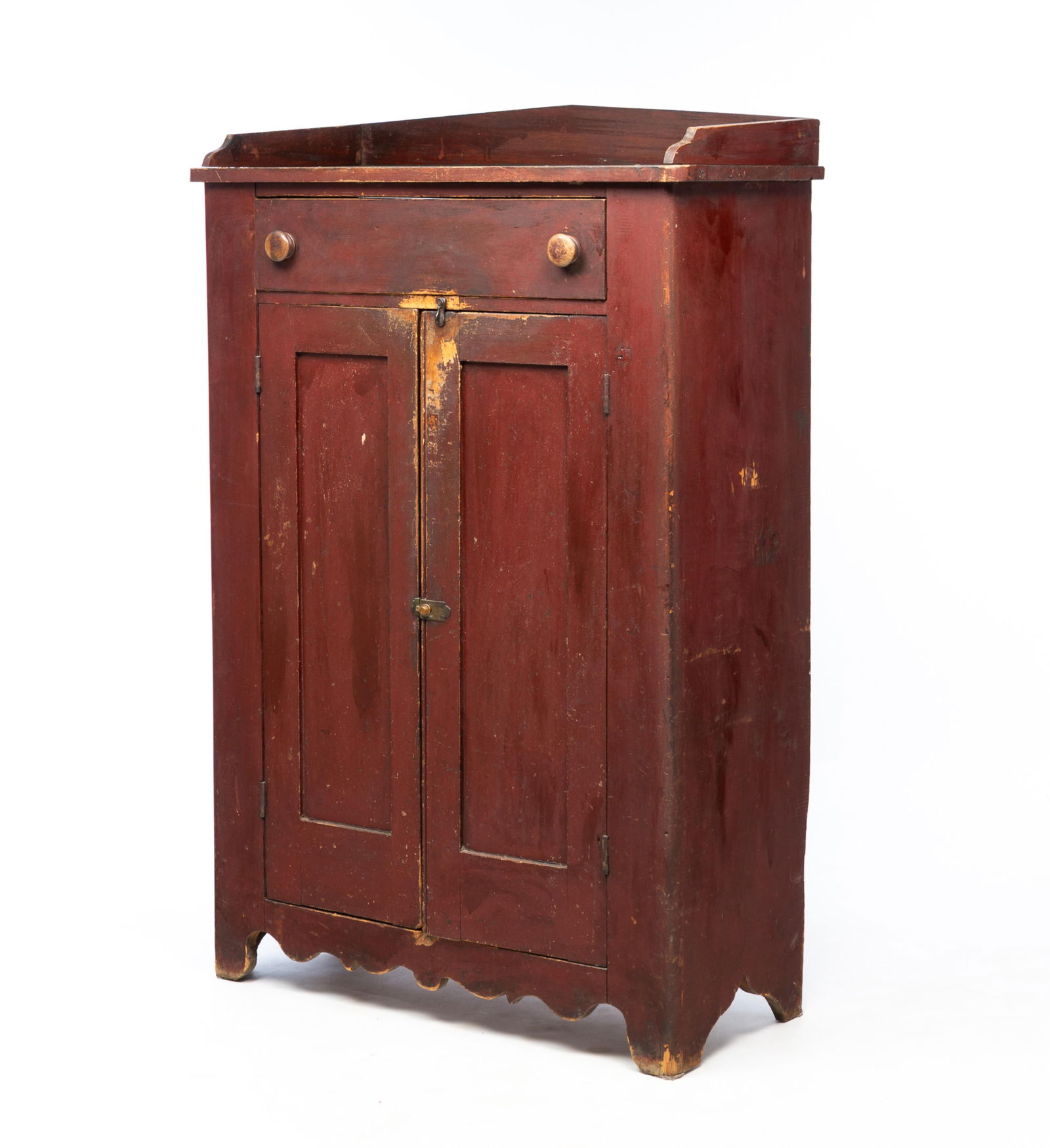 AMERICAN RED-PAINTED PINE JELLY CUPBOARD. 56.5"h. 37"w. 17.5"d. (1 of 9)