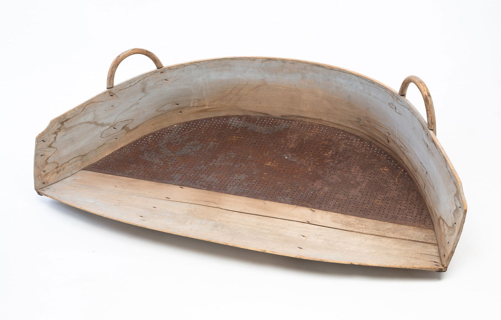 AMERICAN PINE WINNOWING TRAY WITH GREY PAINT. 13.5"h. 48"w. 30.5"d (1 of 4)