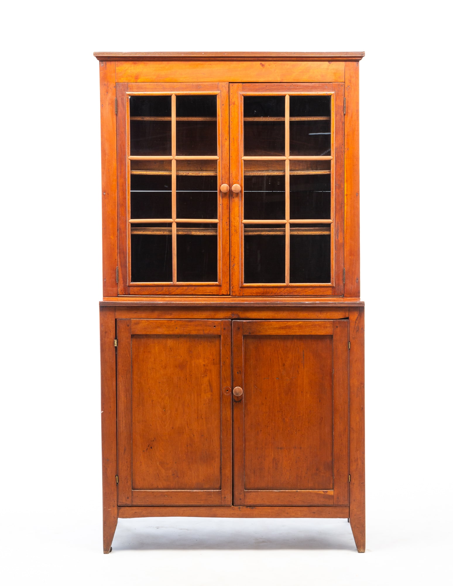 AMERICAN CHERRY STEPBACK CUPBOARD. 77"h. 48.5"w. 17.5"d. (1 of 6)