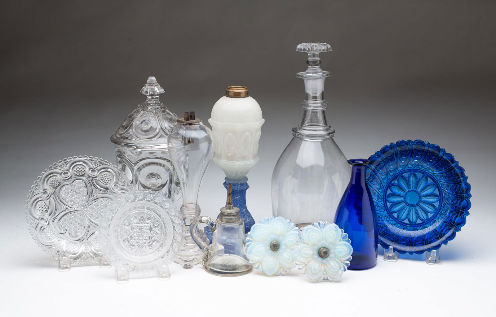 COLLECTION OF AMERICAN FLINT GLASS. Largest, 11.25''h. (1 of 6)