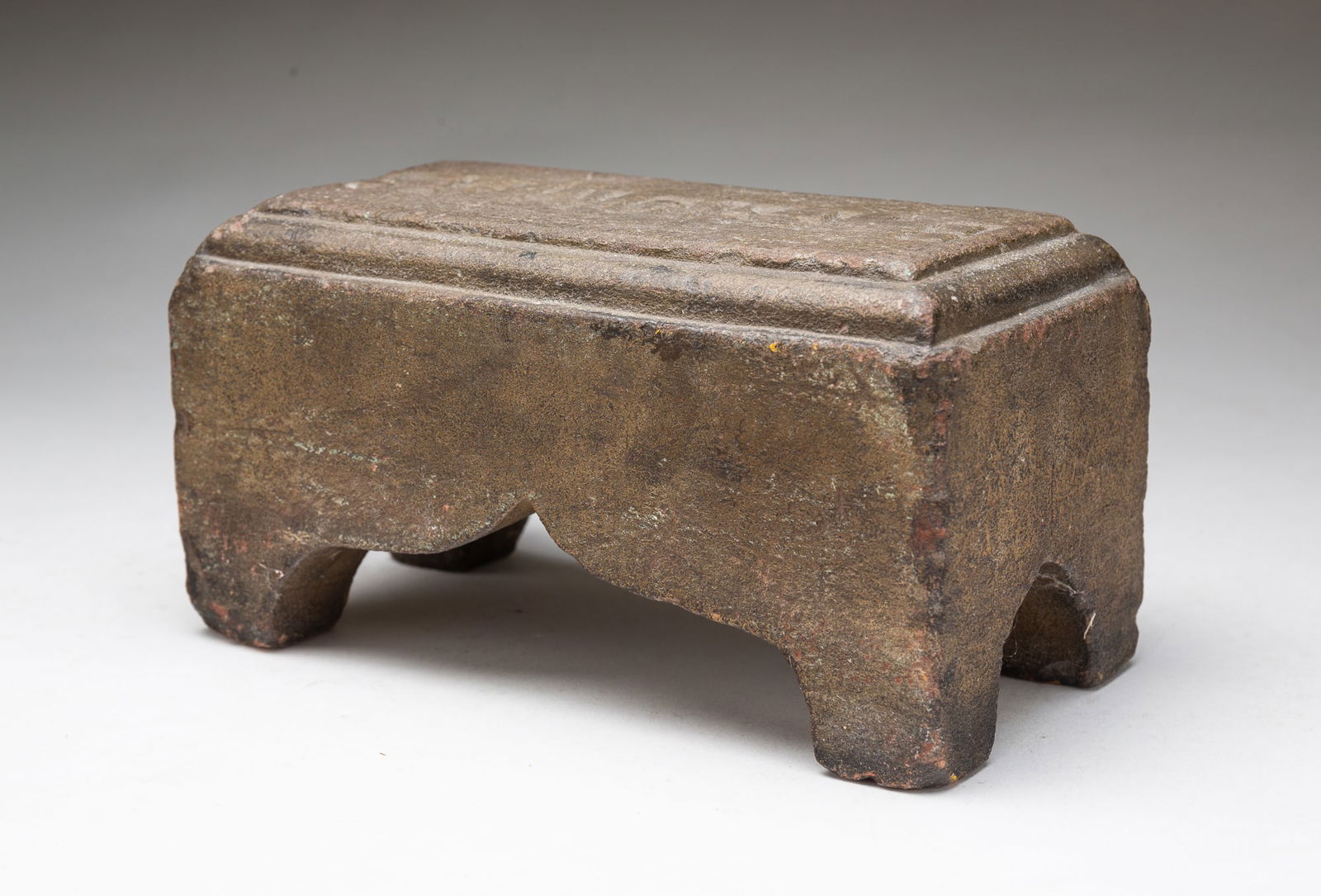 AMERICAN BRICK CLAY NEWSPAPER PORCH WEIGHT FOR "B. THOMAS". 4"h. 7.5"w. 4"d. (1 of 4)