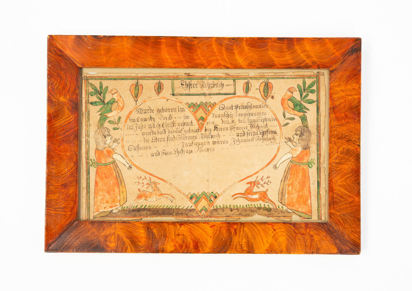 SPRINGING DEER ARTIST (BERKS AND LEHIGH COUNTIES, PENNSYLVANIA, ACTIVE 1802-1815) INK AND WATERCOLOR (1 of 4)