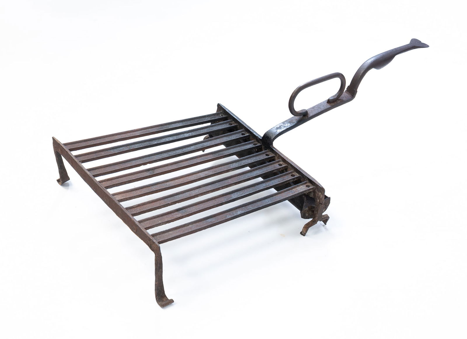 AMERICAN WROUGHT IRON GRIDDLE. 7.25"h. 13"w. 22.5"l. (1 of 3)