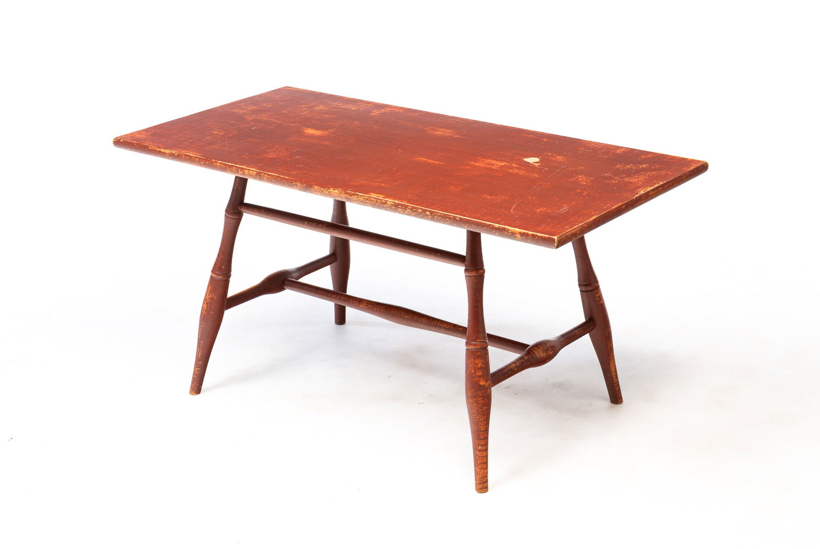 WILLIAM BRIEN PIERCE (ALBION, PENNSYLVANIA, 1942-2017) REDDISH-BROWN PAINTED TIGER MAPLE WINDSOR (1 of 4)