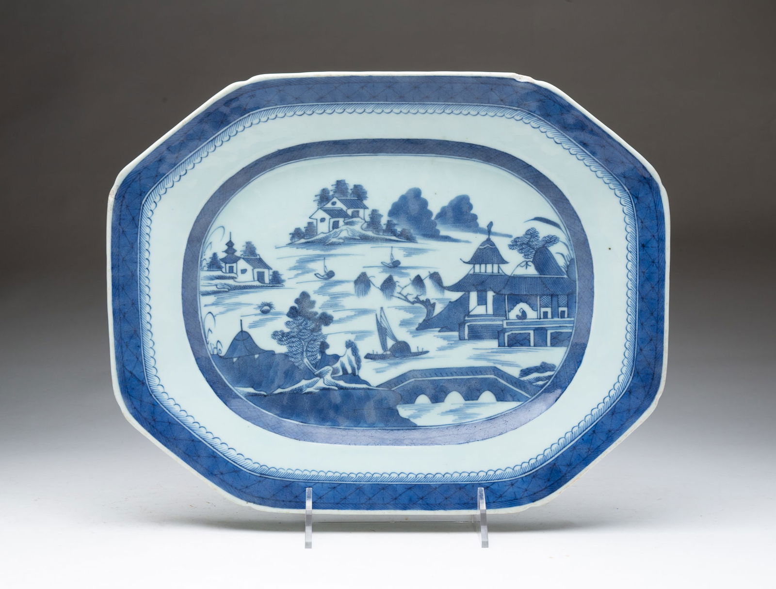 CHINESE CANTON PORCELAIN PLATTER. 15.25"w. 12.25"d. (1 of 4)