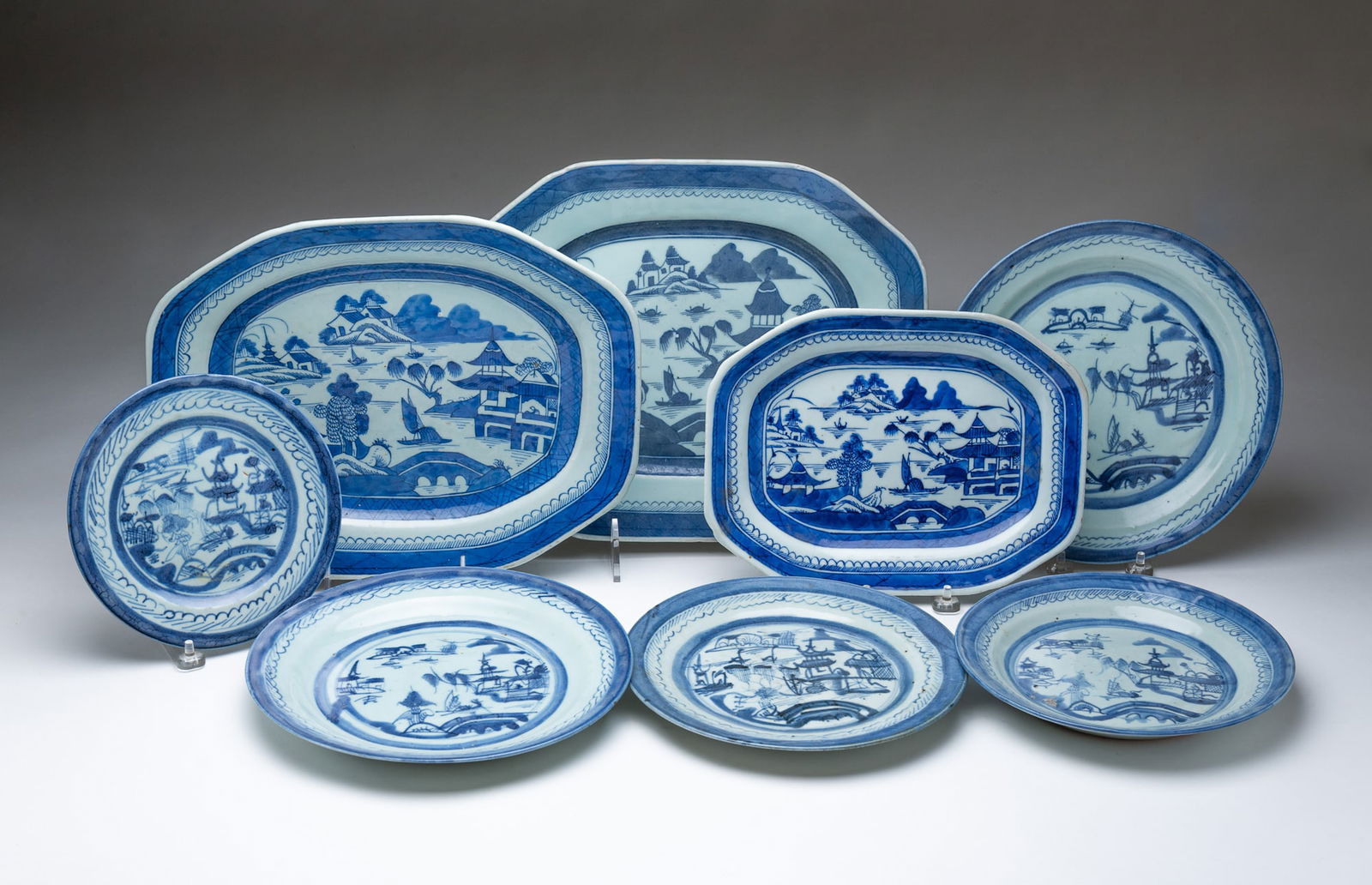 EIGHT CHINESE CANTON ITEMS. Largest, 13.5"w. 11"d. (1 of 5)