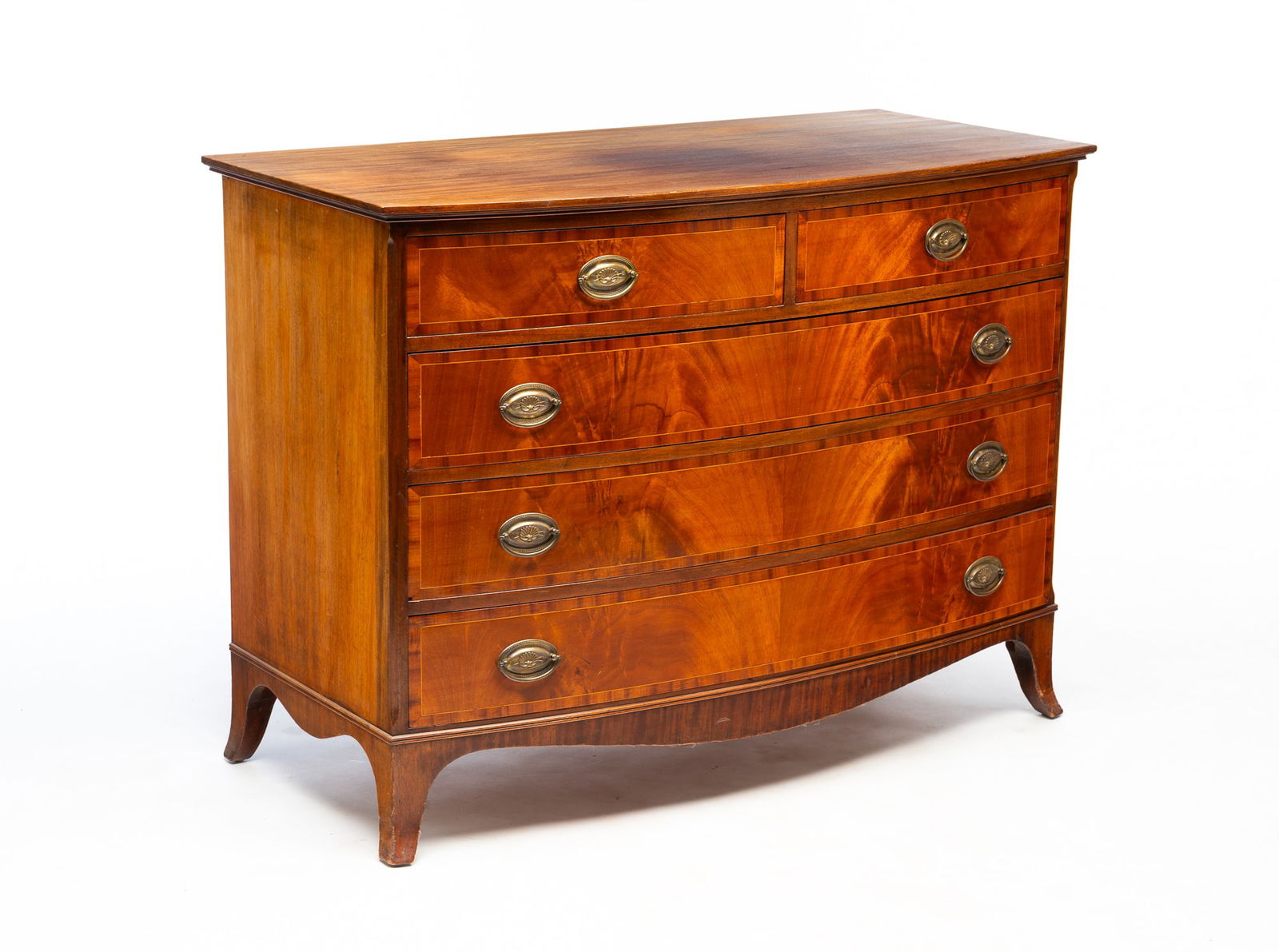 CHARAK FURNITURE CO. (BOSTON, MASSACHUSETTS) HEPPLEWHITE STYLE FLAME MAHOGANY AND STRING-INLAID (1 of 6)