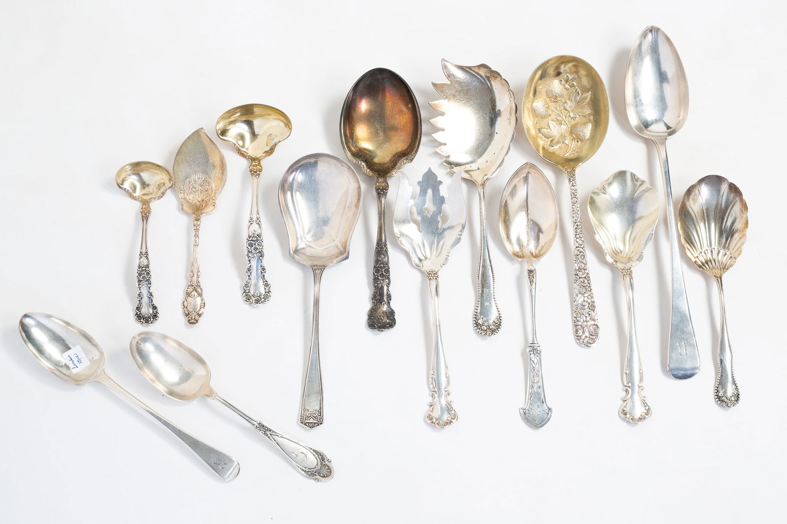 ASSORTED STERLING SILVER SERVING UTENSILS. Largest, 12.5"l. (1 of 8)