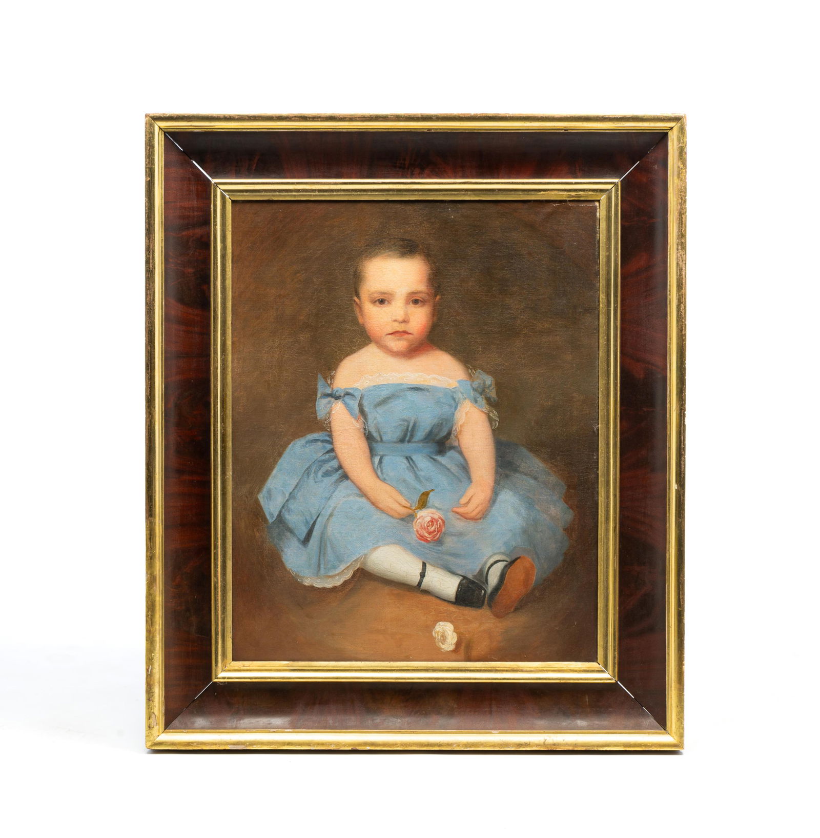 AMERICAN SCHOOL PORTRAIT OF A YOUNG GIRL. Frame, 39.25"h. 33.25"w. Canvas, 29.5"h. 23.25"w. (1 of 4)