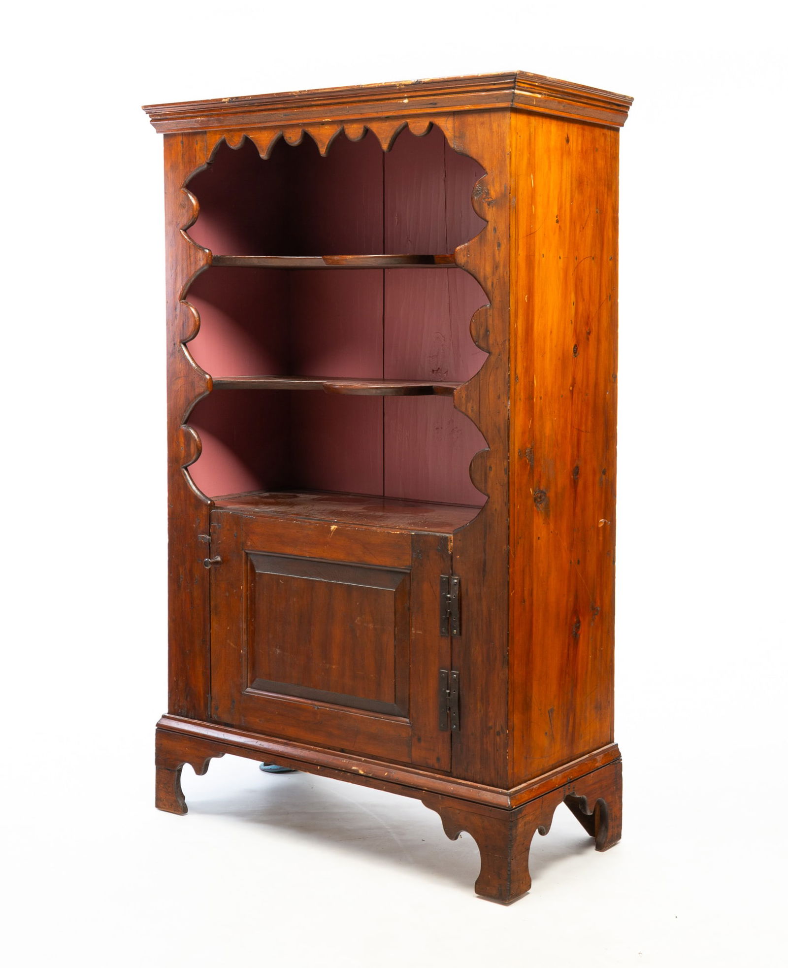 AMERICAN PINE FLAT WALL CUPBOARD WITH OPEN TOP. 67"h. 40.75"w. 20.25"d. (1 of 9)