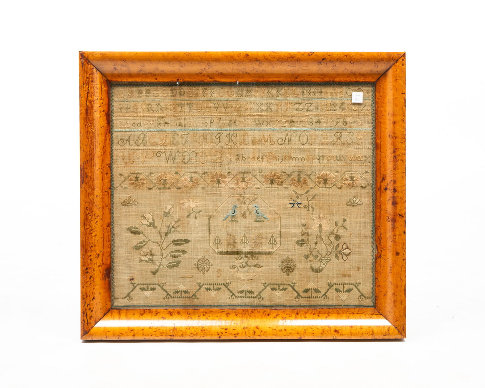 AMERICAN NEEDLEWORK SAMPLER. Frame, 21."h. 23.75"w. (1 of 5)