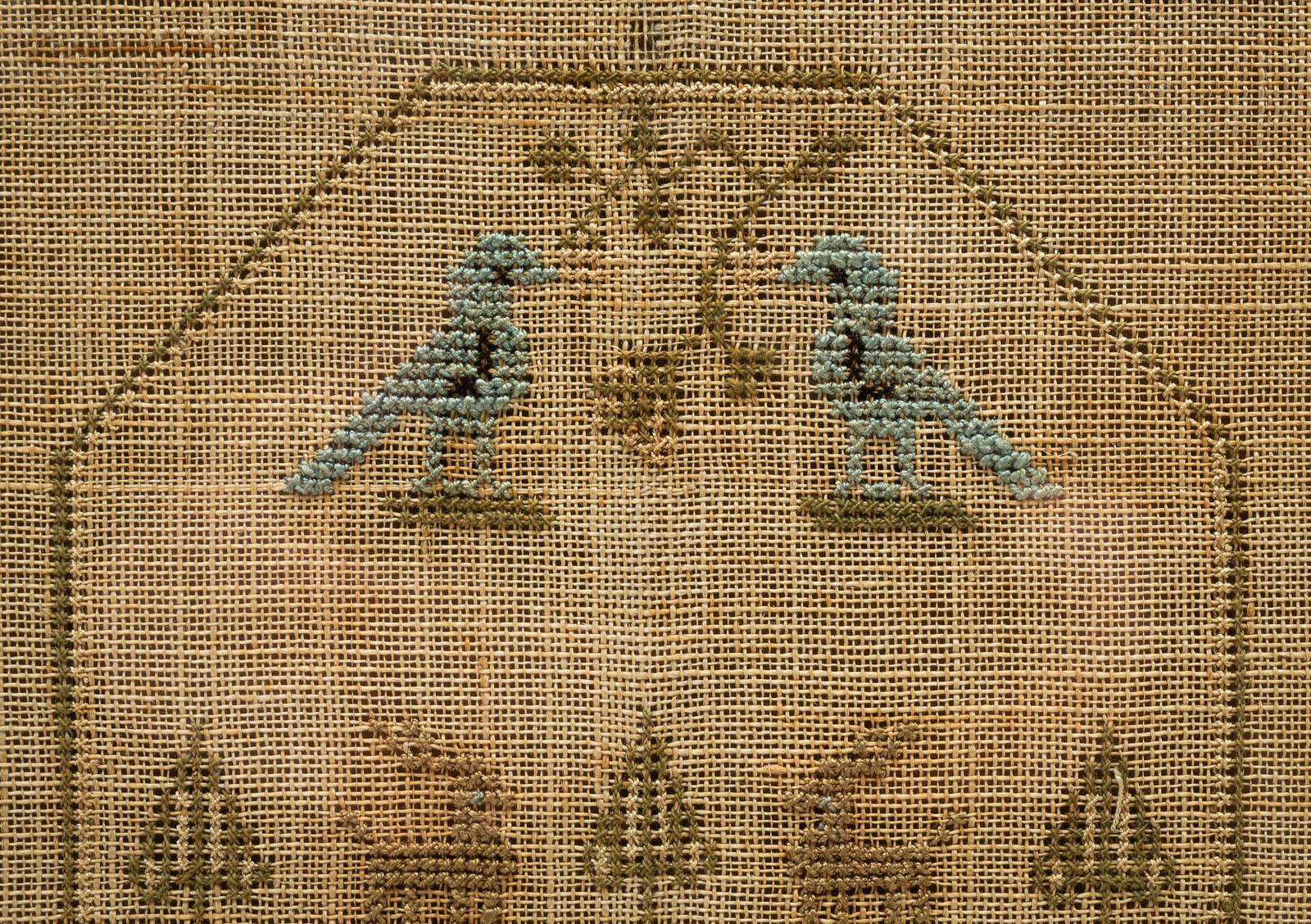 AMERICAN NEEDLEWORK SAMPLER. Frame, 21."h. 23.75"w. - 3