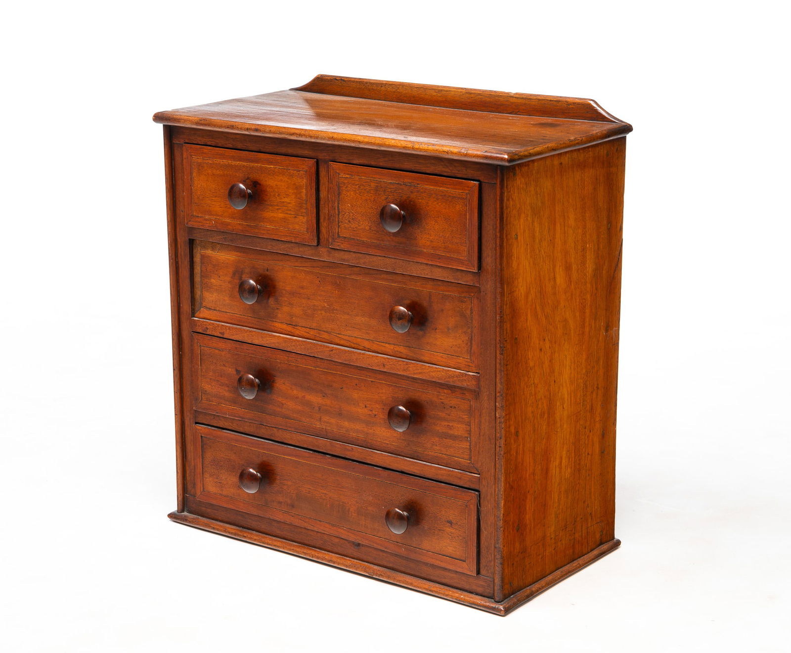 AMERICAN MAHOGANY CASE OF DRAWERS. 17.75"h. 16.75"w. (1 of 5)