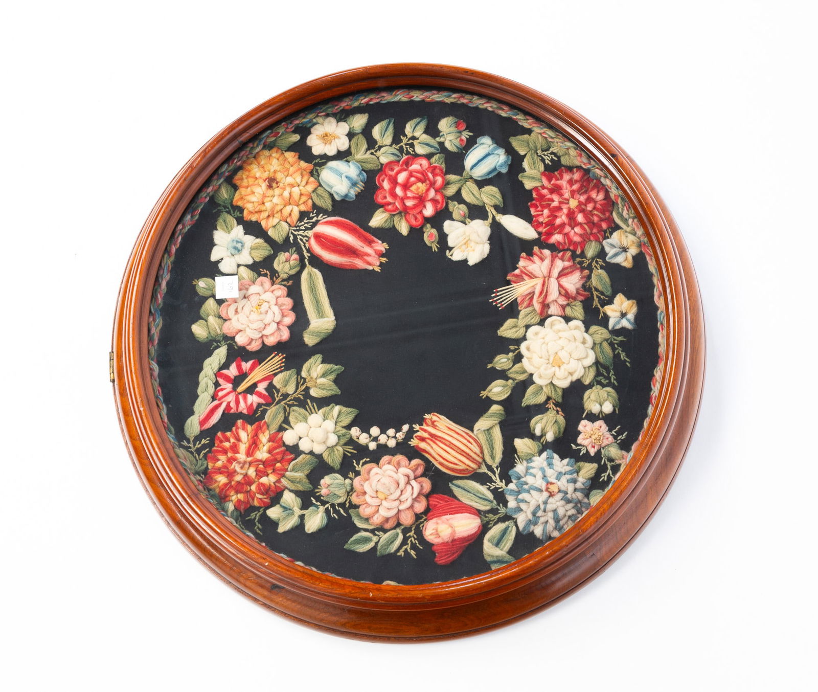 AMERICAN FRAMED FLORAL NEEDLEWORK. Frame, 20"d. (1 of 4)