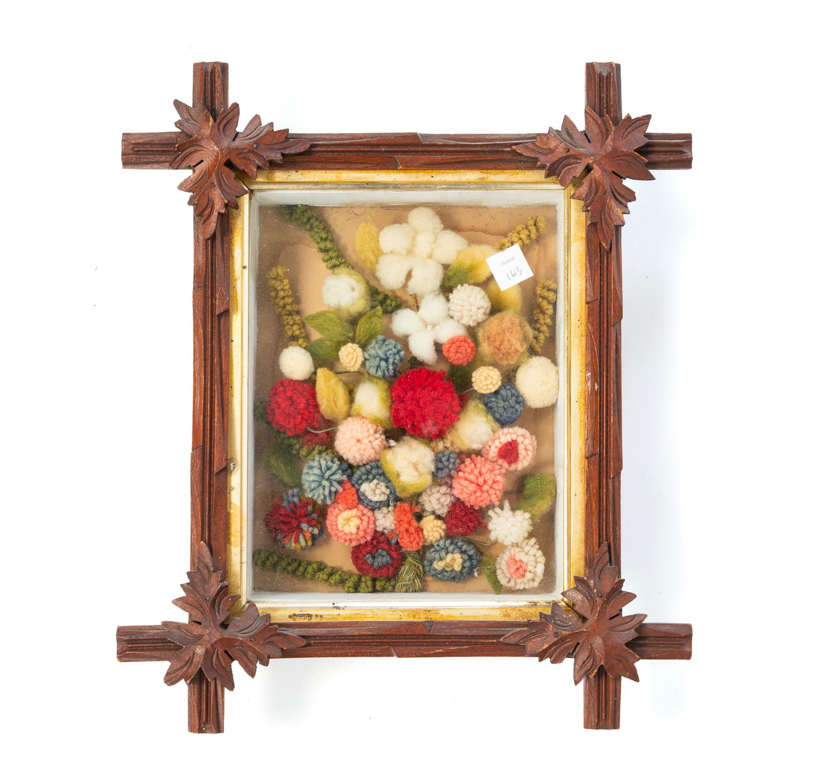 AMERICAN FRAMED FLORAL NEEDLEWORK. Frame, 12.75"h. 11.75"w. (1 of 3)