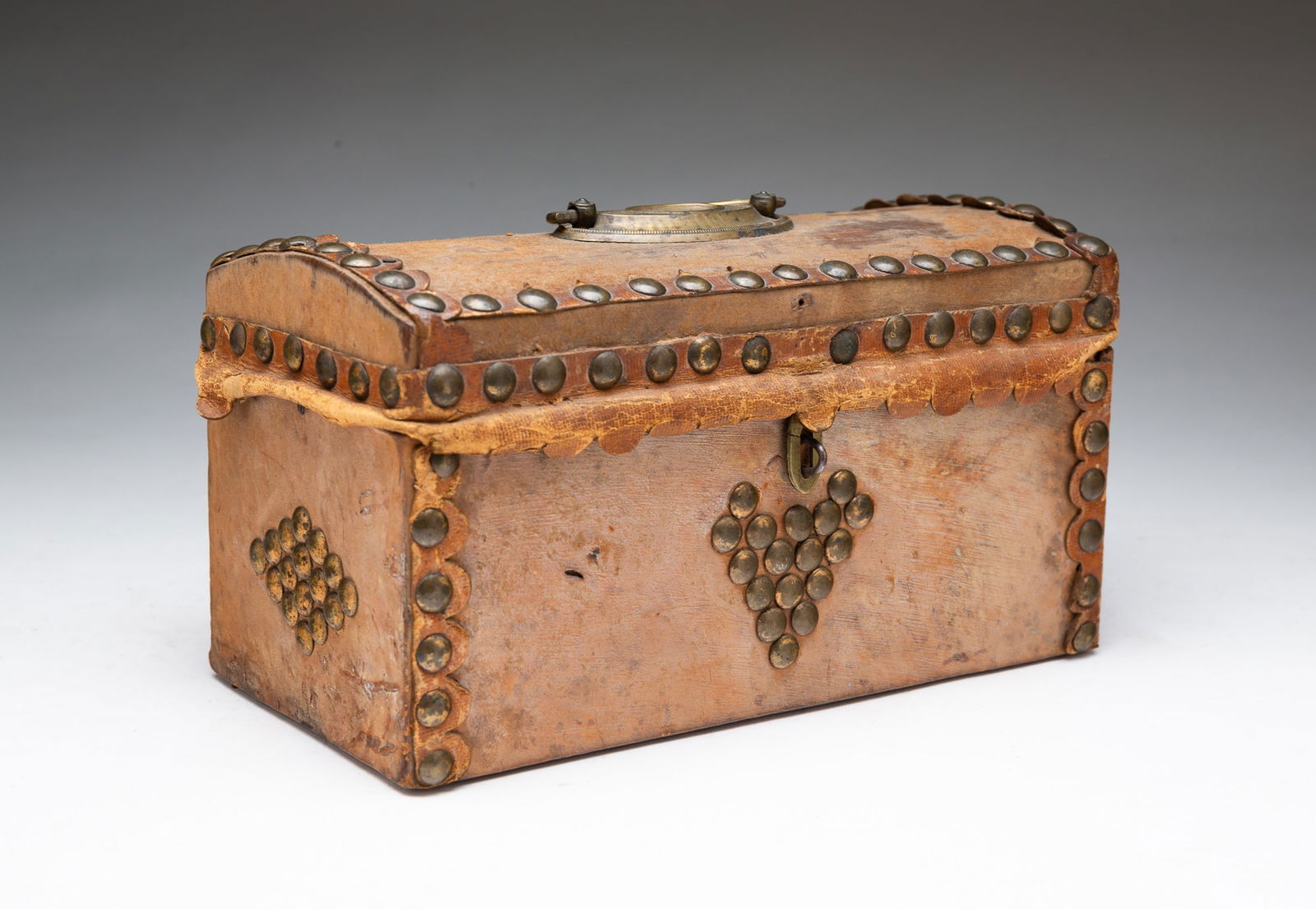 AMERICAN HIDE-COVERED DOME TOP DOCUMENT BOX. 5.25"h. 9"w. 4.5"d. (1 of 5)