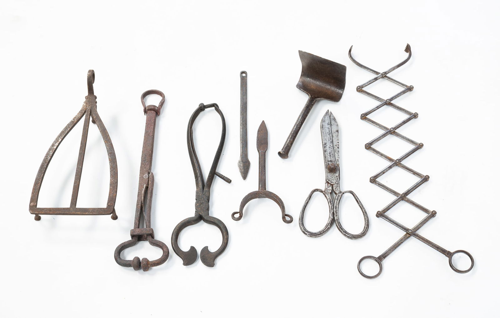 COLLECTION OF AMERICAN FORGED IRON. Largest, 11.25"h. (1 of 4)