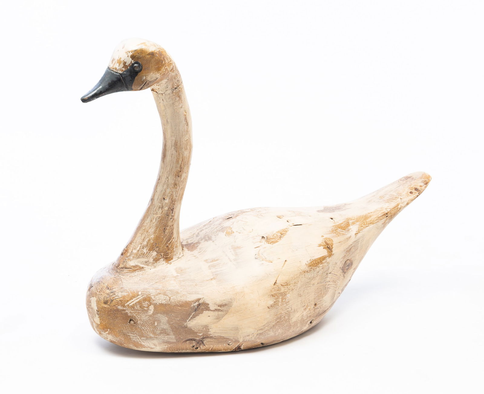 AMERICAN CARVED AND PAINTED SWAN DECOY. 20.5"h. 29"l. (1 of 5)