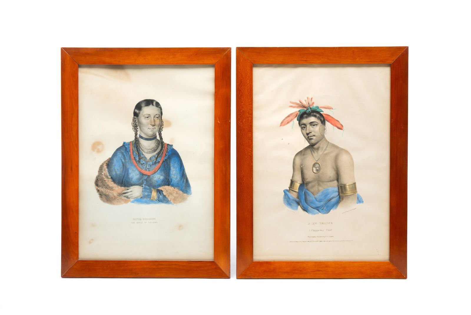TWO MCKENNY AND HALL LITHOGRAPH PORTRAITS OF NATIVE AMERICANS. 23.5"h. 17.25"w. (1 of 5)