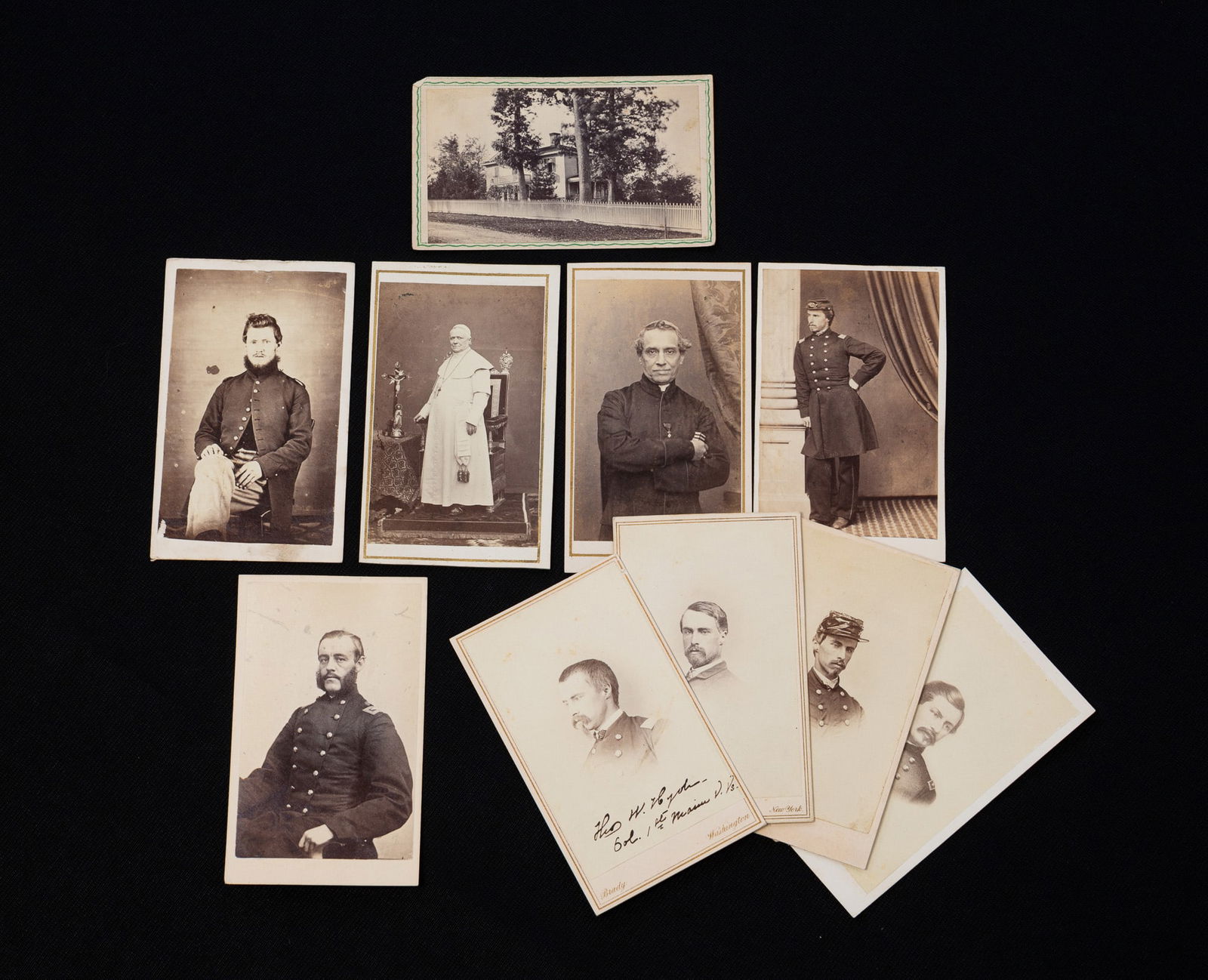 A COLLECTION OF TEN CARTE DE VISTE INCLUDING SEVEN CIVIL WAR SOLDIERS. 4"h. 2.5"w. (1 of 5)