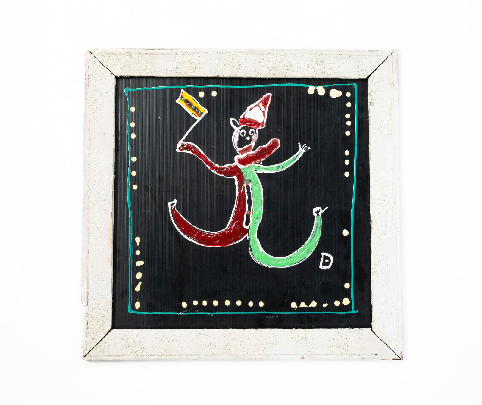 SPOT DANIEL (PRESCOTT, ARKANSAS, 20TH/21ST CENTURY) OUTSIDER ART CLOWN PORTRAIT. Frame, 16.5" (1 of 4)