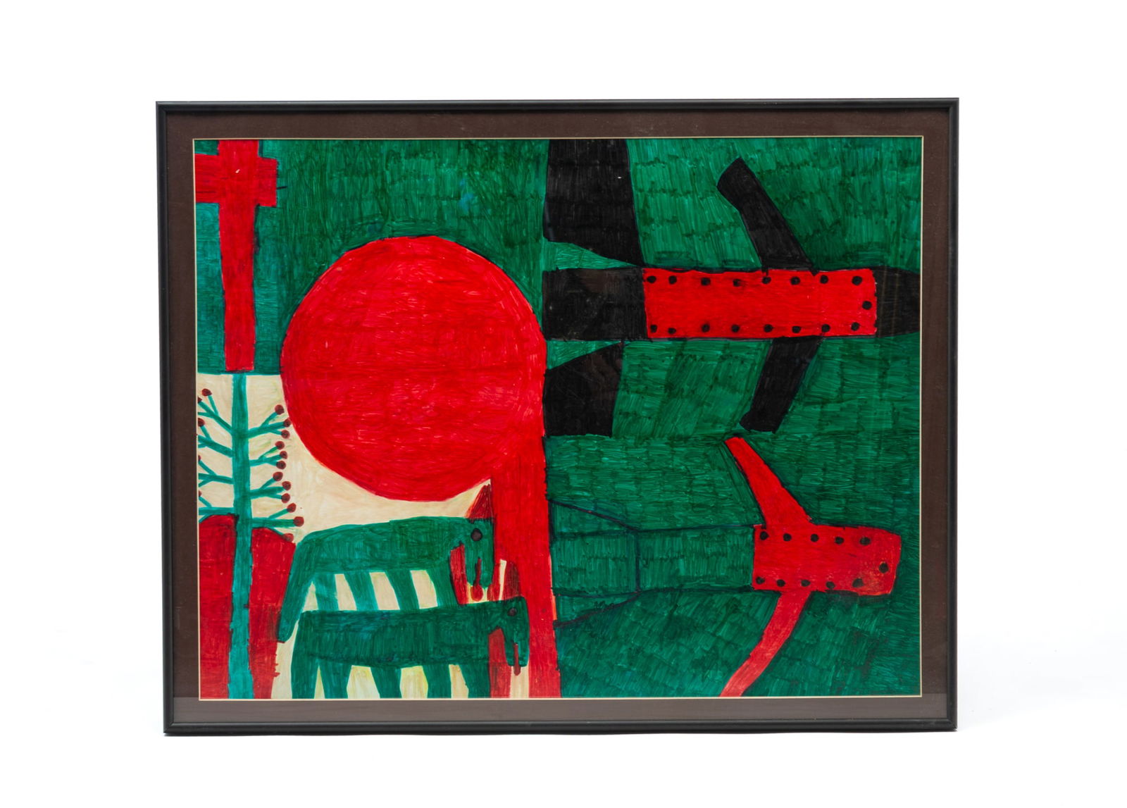 WILLIE WHITE (LOUISIANA/MISSISSIPPI, 1908-2000) OUTSIDER ART MARKER DRAWING. 23.25"h. 30"w. (1 of 3)