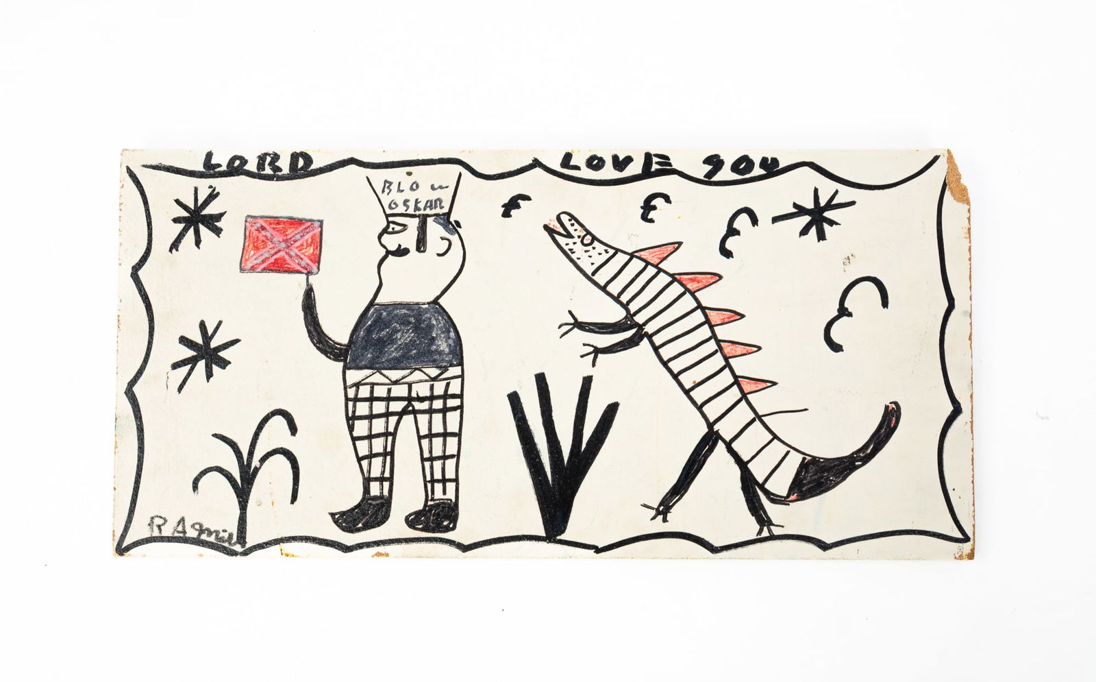 REUBEN AARON "R.A." MILLER (GAINESVILLE, GEORGIA, 1912-2006) OUTSIDER ART "LORD LOVE YOU" MIXED (1 of 6)