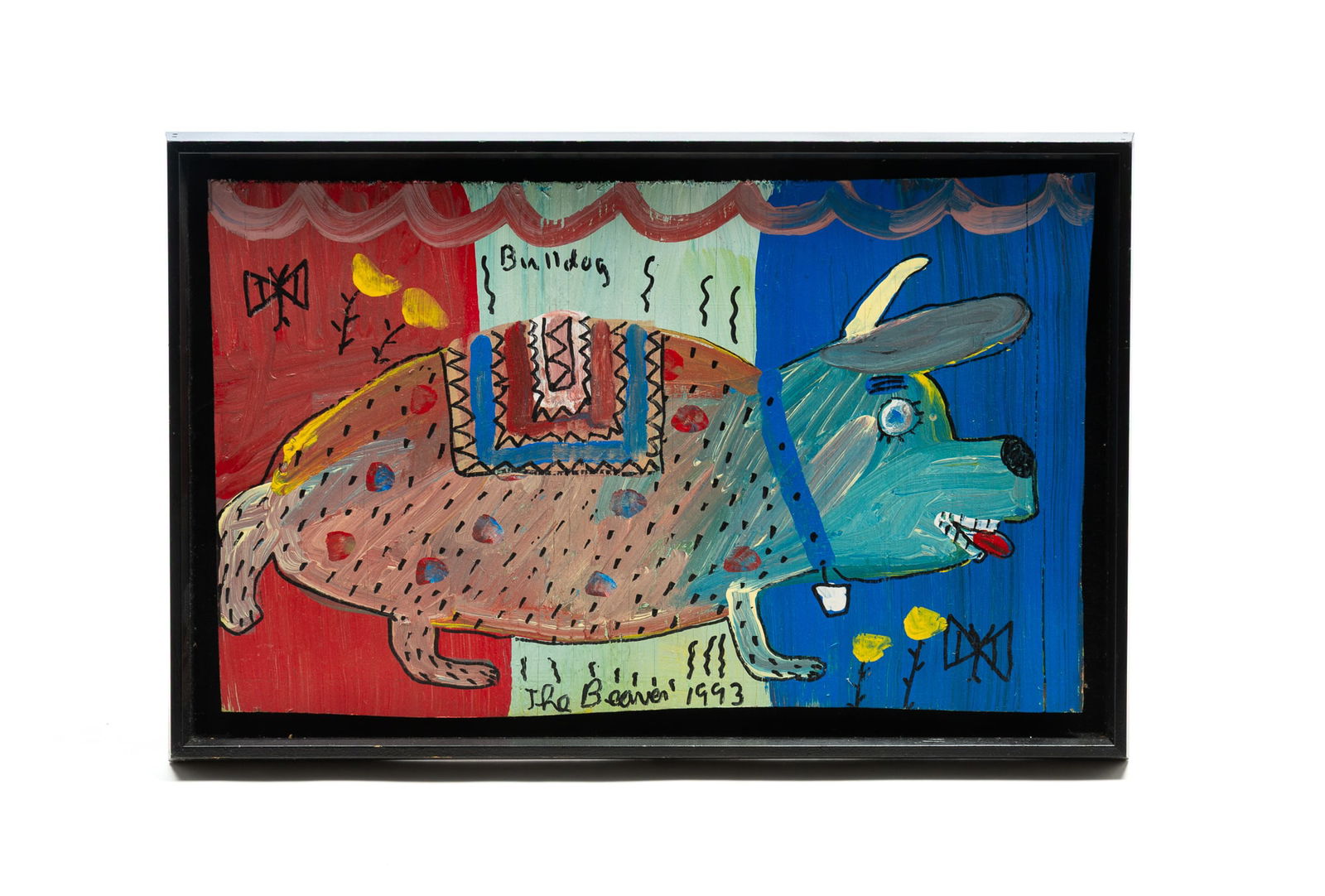 ROBYN "THE BEAVER" BEVERLAND (OLDSMAR, FLORIDA, 1957-1998) "BULLDOG" PAINT ON WOOD BOARD, DATED (1 of 4)