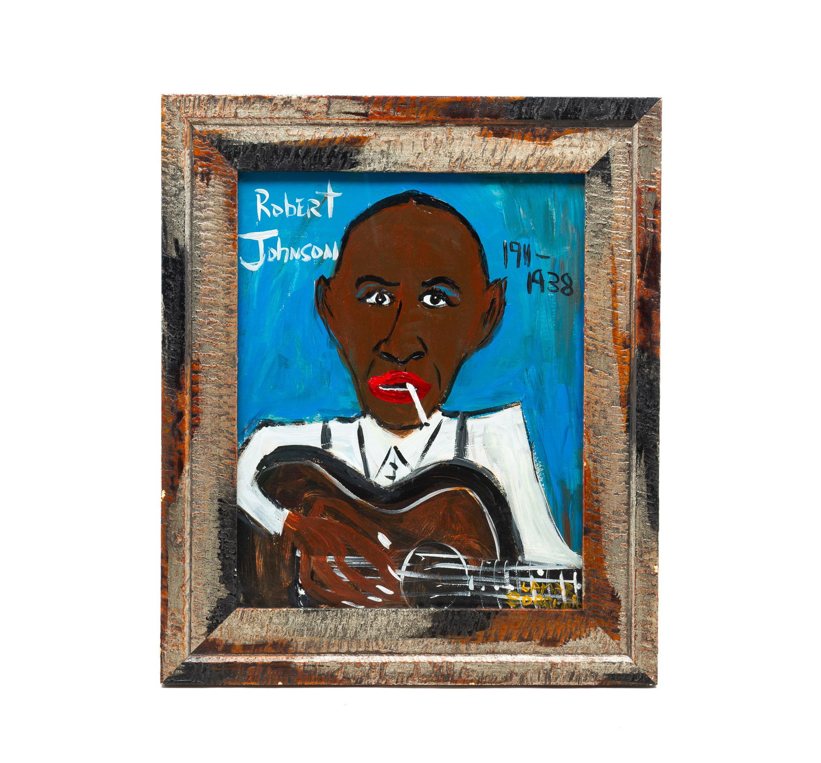 LAMAR SORRENTO (MEMPHIS, TENNESSEE, B. 1950) OUTSIDER ART ACRYLIC ON BOARD PORTRAIT OF BLUES MUSICIA (1 of 6)