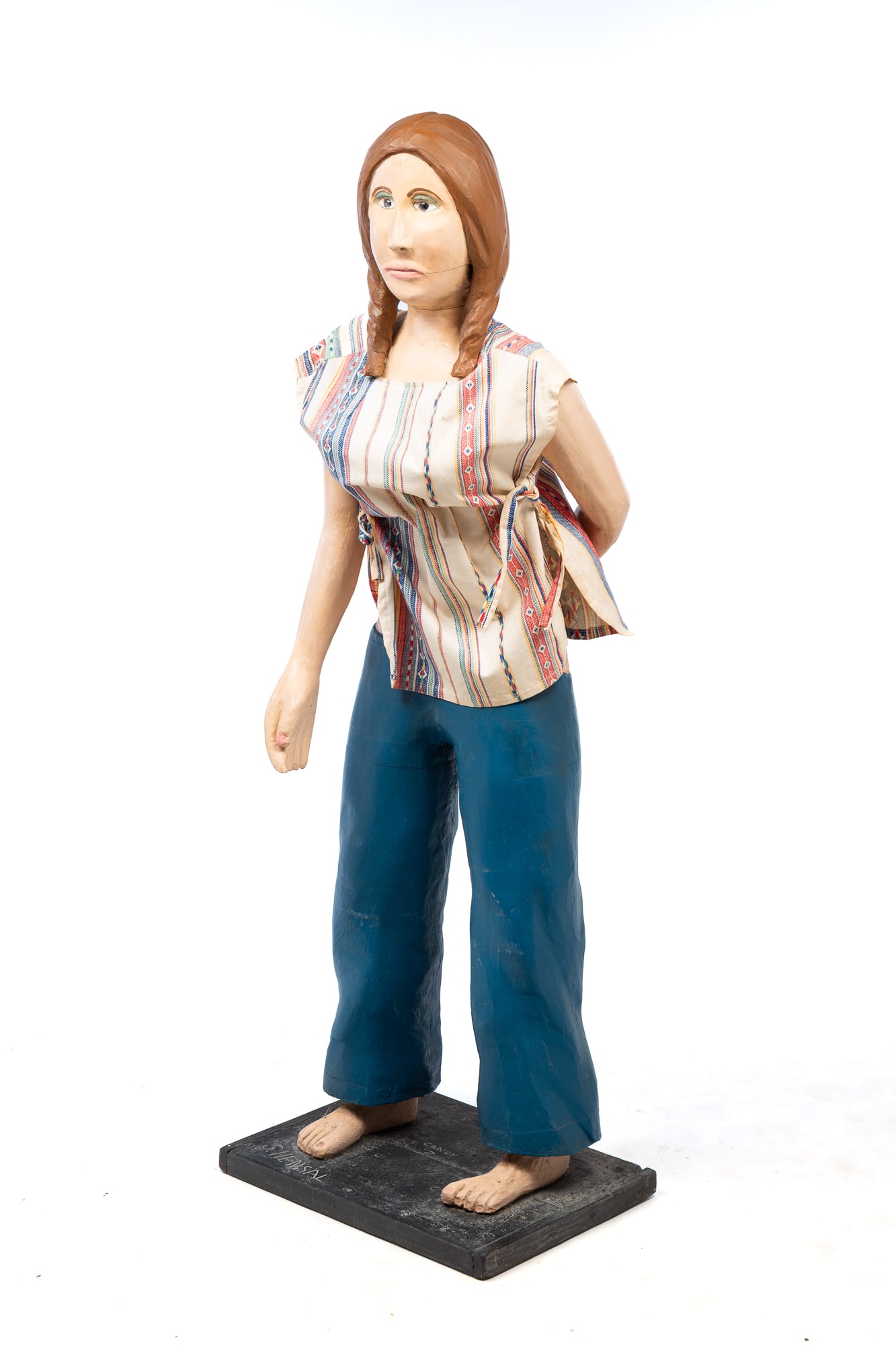 SHERMAN HENSAL (AKRON. OHIO, 1937-2014) FOLK ART CARVED AND PAINTED "CANDY 2" STATUE. 60"h. 20.5"w. (1 of 5)