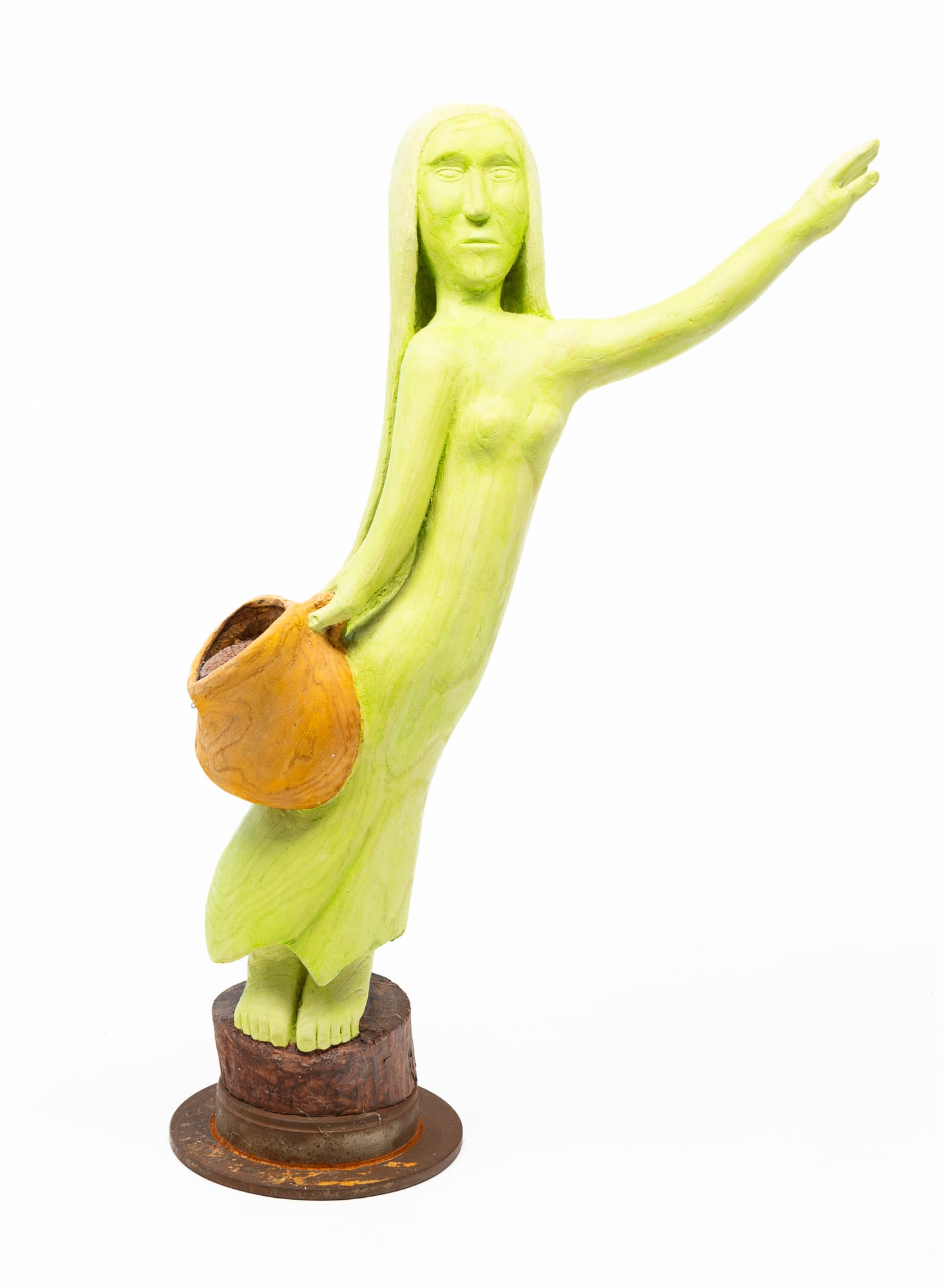 TOM TOUCHSTONE (AMERICAN, CONTEMPORARY) FOLK ART CARVED AND PAINTED WOOD FEMALE FIGURE, DATED 2015. (1 of 5)