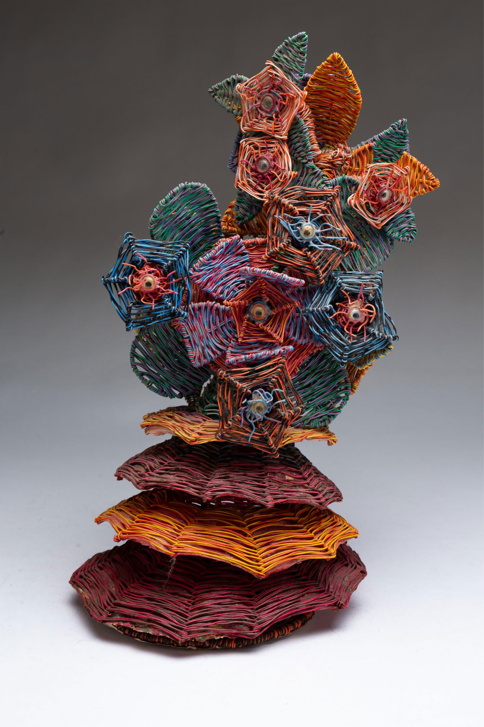 W.D. "CRAZY MAC" MCCAFFREY (AKRON, OHIO, 1923 - 1993) "FLOWER TOWER" OUTSIDER ART COLORED WIRE (1 of 4)