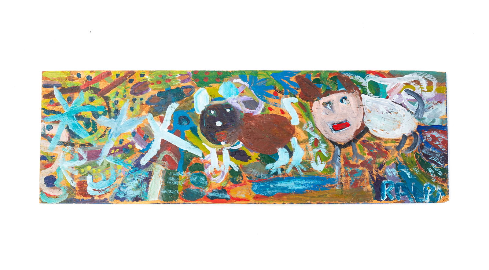 RALPH BELL (COLUMBUS, OHIO, 1913-1995) OUTSIDER ART ACRYLIC ON PLYWOOD BOARD ABSTRACT PAINTING. (1 of 5)