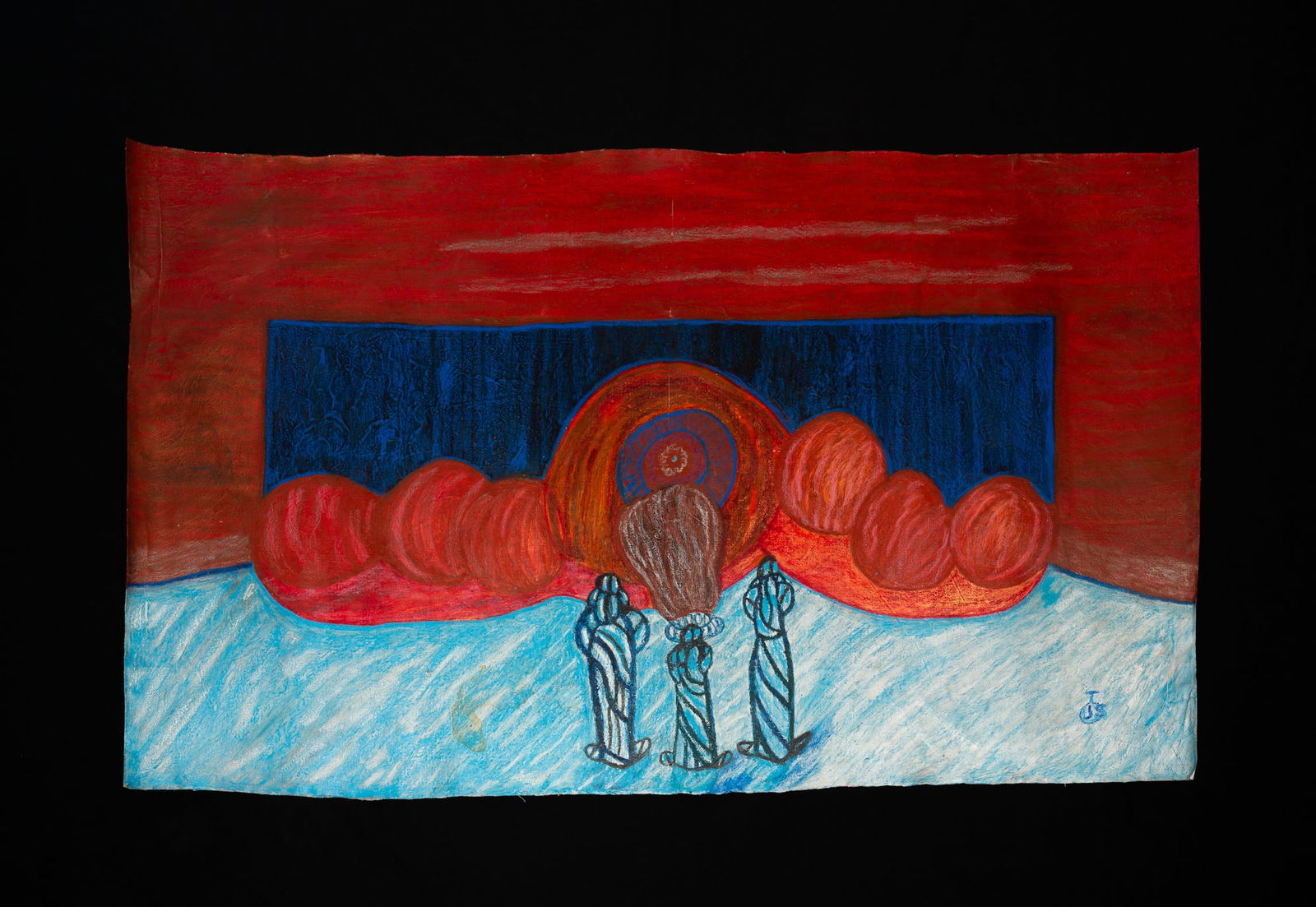 ANTHONY JOSEPH SALVATORE (YOUNGSTOWN, OHIO, 1938-1994) OUTSIDER ART OIL STICK OF DOUBLE-SIDED BIBLIC (1 of 6)