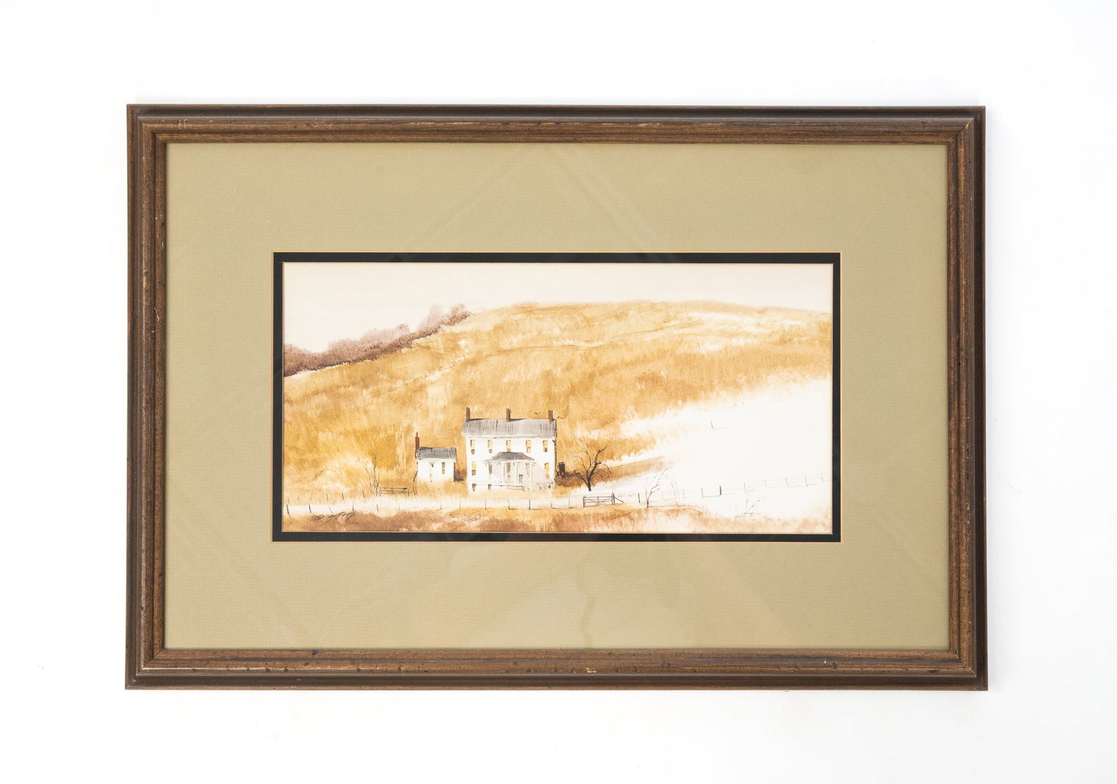 EDWARD C. GIFFORD (OHIO, 1927-1998) "HILL HOME" WATERCOLOR. Framed, 14.75"h. 21.75"w. (1 of 4)