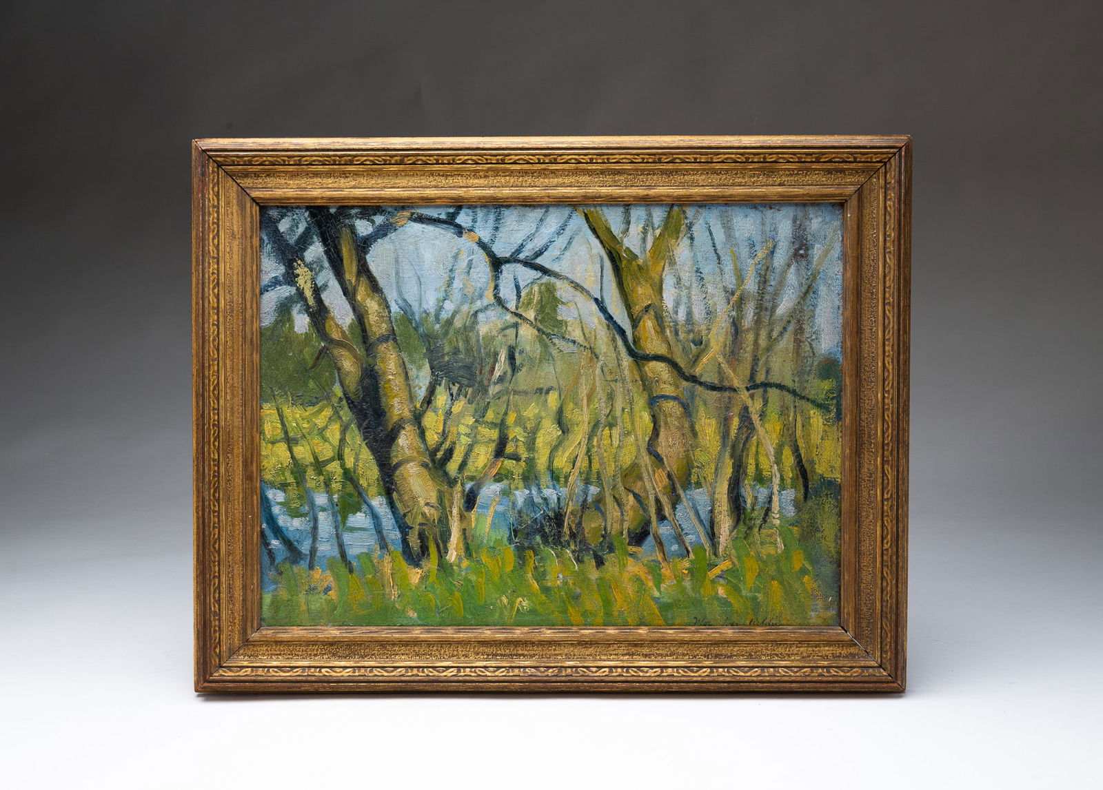 MCIVOR REDDIE (MASSACHUSETTS/NEW YORK, 1899-1966) OIL ON ARTIST'S BOARD LANDSCAPE. Frame, 12.25"h. (1 of 4)