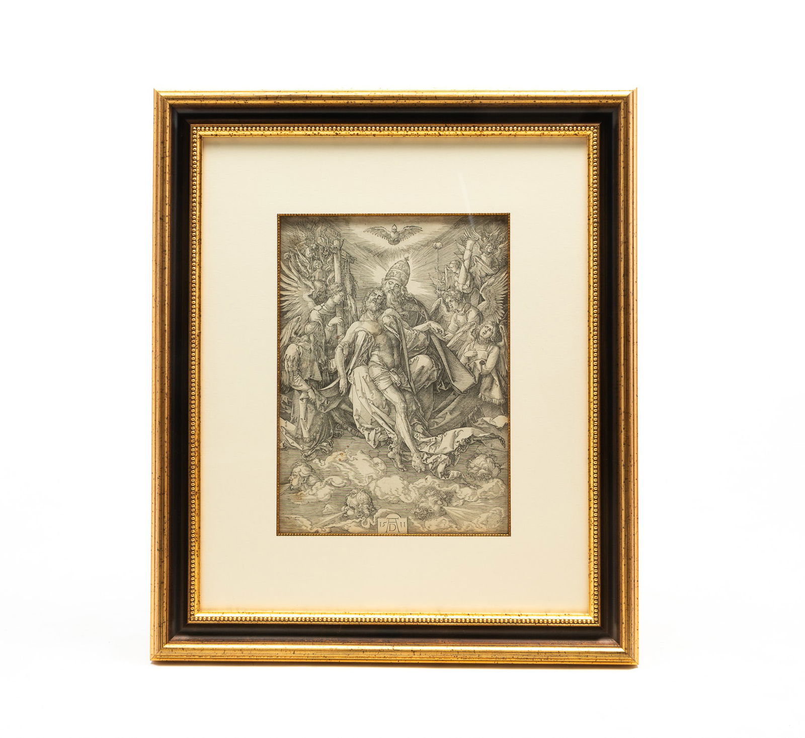 ALBRECHT DÜRER (GERMAN, 1471-1528) "THE HOLY TRINITY," 1511, WOODCUT ON LAID PAPER. Frame, 27.5"h. (1 of 8)