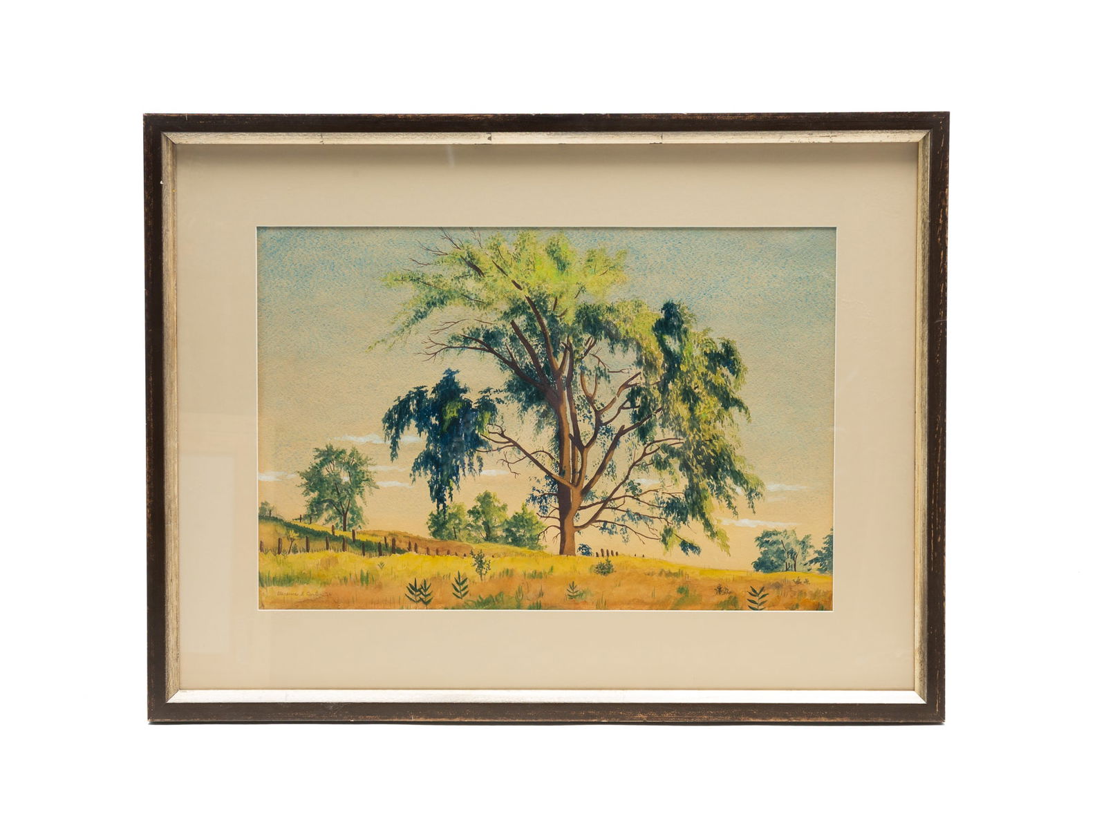 CLARENCE HOLBROOK CARTER (AMERICAN, 1904-2000) "STATELY ELM" WATERCOLOR, DATED 1931. Frame, 22.25"h. (1 of 4)