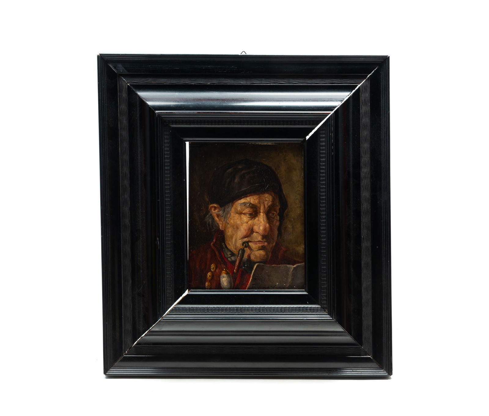 ATTR. TO ALBERT WACHTER (GERMAN, 19TH/20TH CENTURY) OIL ON BOARD PORTRAIT OF OLD MAN WITH PIPE. (1 of 7)