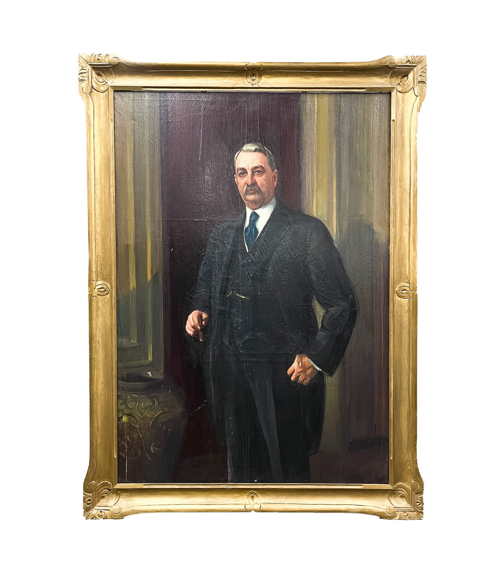 HAROLD HARRINGTON BETTS (AMERICAN 1881 - 1963) OIL ON CANVAS PORTRAIT OF P.A. MYERS. Frame, 68"h. (1 of 6)